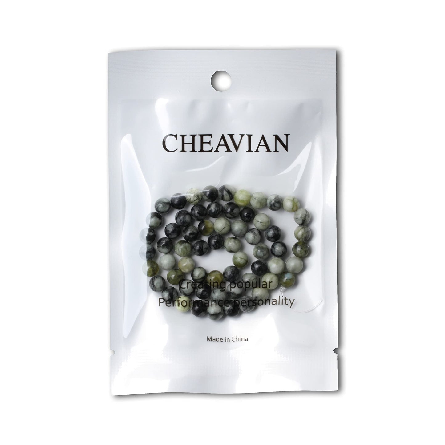 CHEAVIAN 60PCS 6mm Natural Green Vine Jasper Round Loose Beads for Jewelry Making 1 Strand 15"