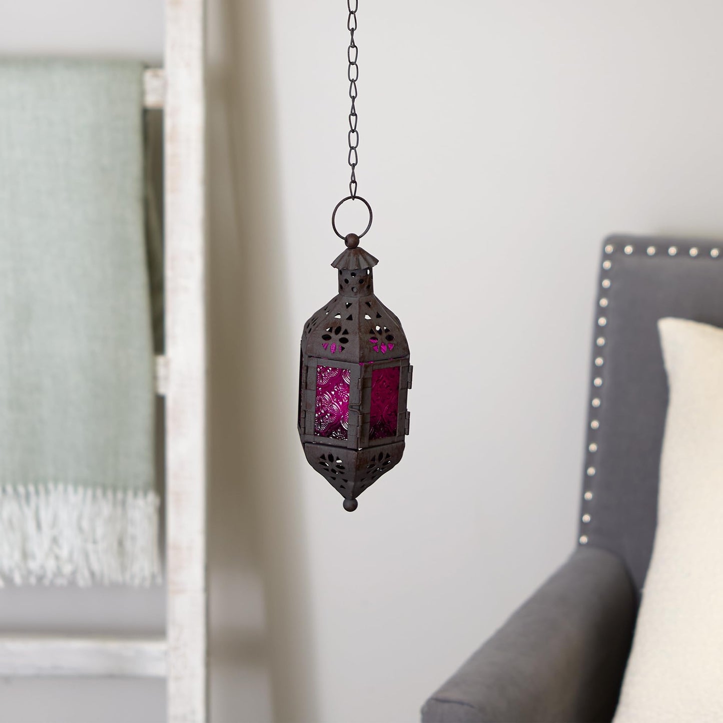 Zings & Thingz 57070470 Cutout Moroccan Hanging Lantern, Black