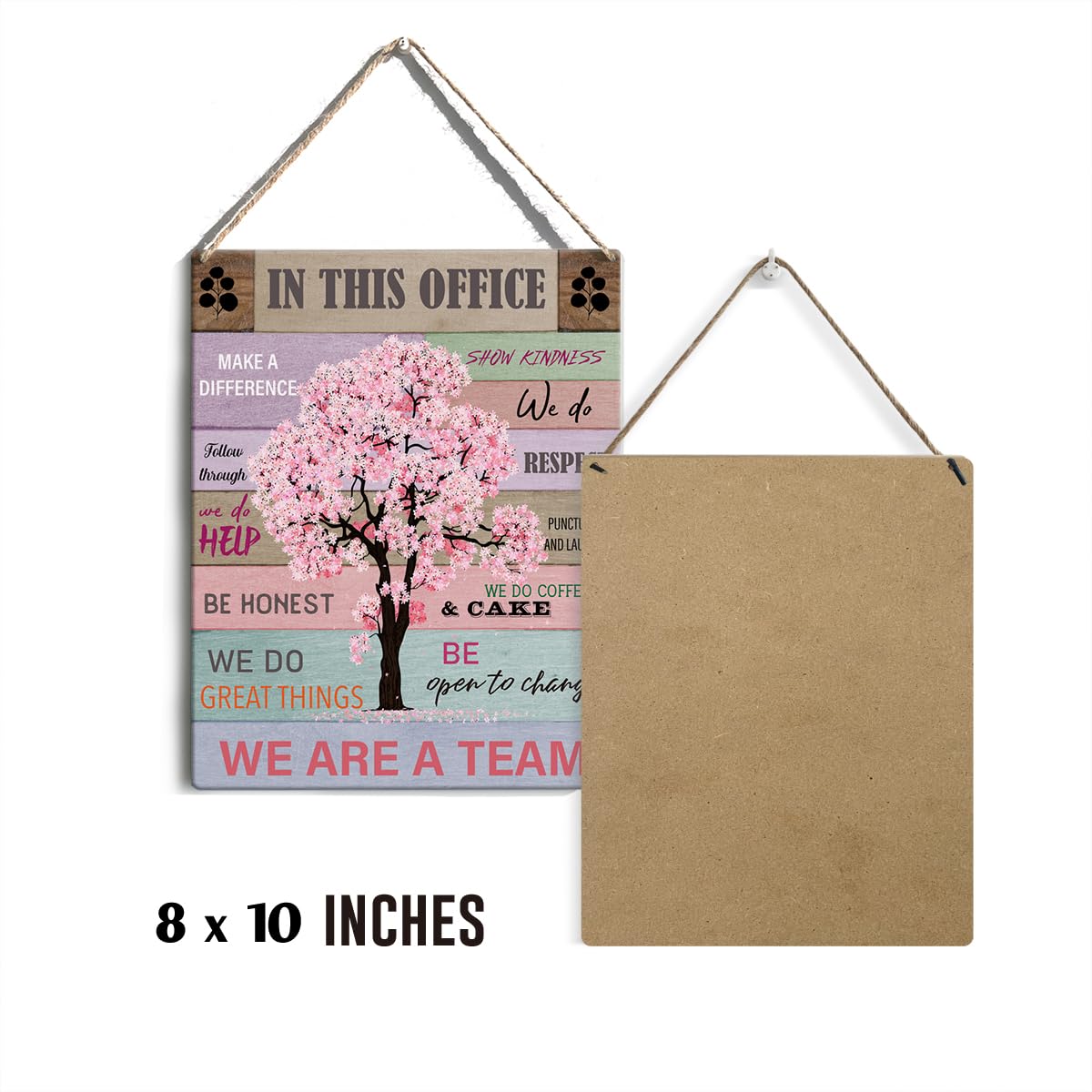 Let Them Office Quote Pink Tree Signs Wall Decor Desk Accessories Rustic in This Office Make a Difference Wooden Hanging Sign Decoration for Home Office Door 8 x 10