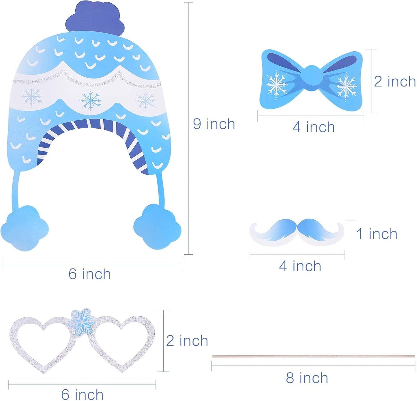 27 Pieces Snowflake Photo Booth Props Kit, Holiday and Winter Wonderland Party Decorations for Winter/Wedding/Christmas/Holiday Party Supplies