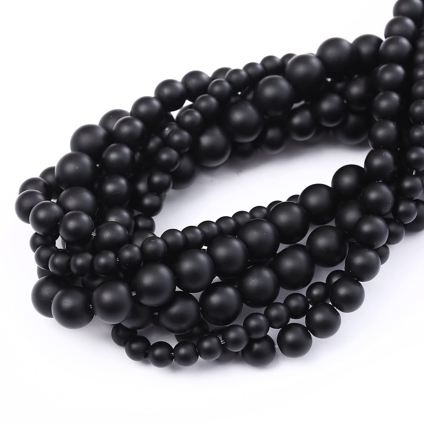 66PCS 6MM Natural Frosted Black Agate Stone Beads Round Loose Beads for Jwelry Making DIY Bracelet Necklace Accessory 15Inch
