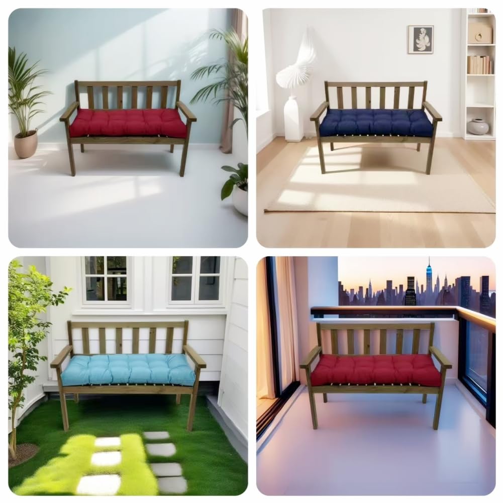 psmacra Bench Cushions for Indoor Furniture,Tufted Patio Bench Seat Cushion, Swing Seat Cushion,Garden Loveseat Cushions,Outdoor Cushions for Lounger Garden Furniture Patio (Wine Red, 43.3x19.7)