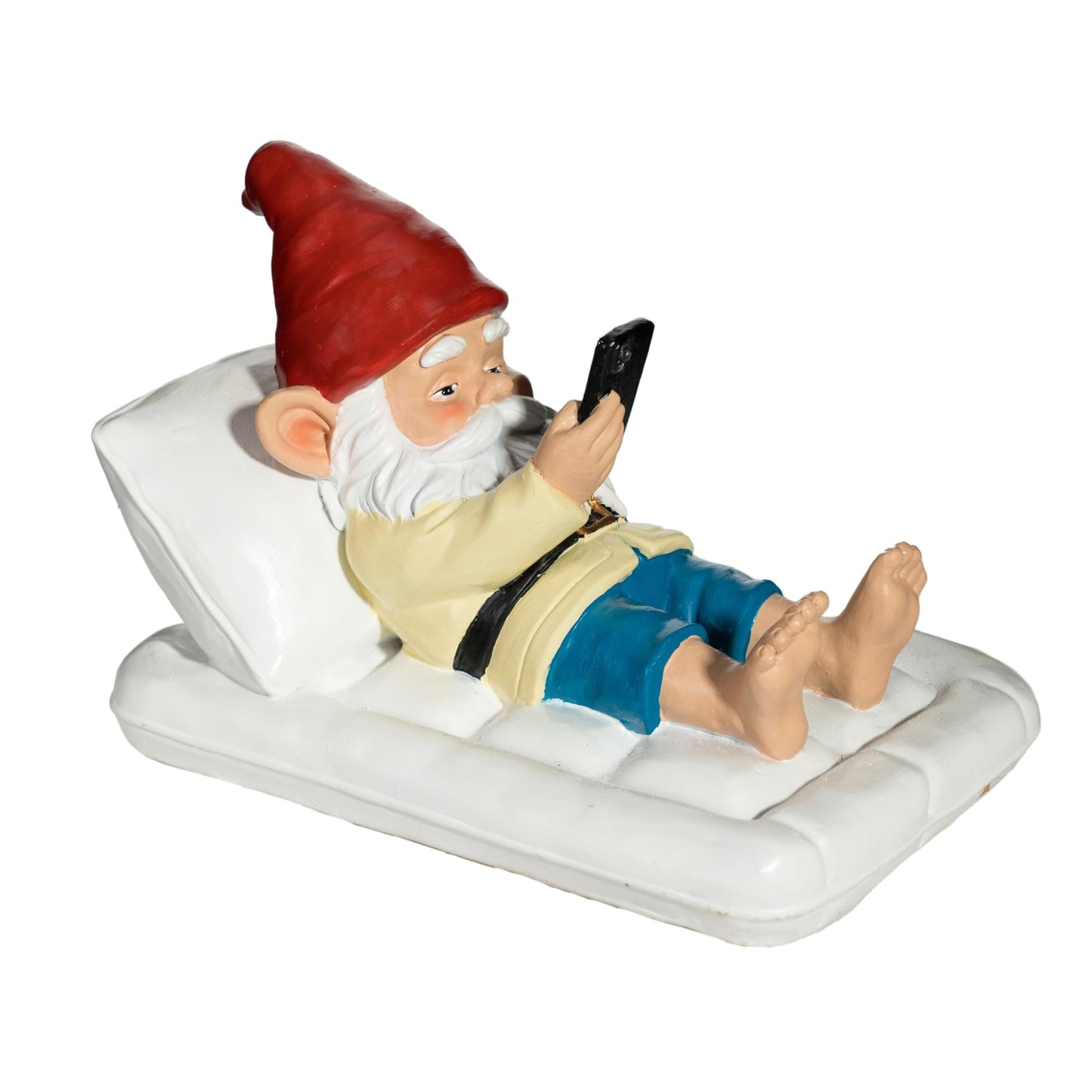 GIOMLE Relaxing Pool Gnome with Smartphone - 5.6" Heavy Resin Garden Statue - Weather-Resistant Funny Lawn Ornament - Summer Patio Decor - Unique Housewarming Gift