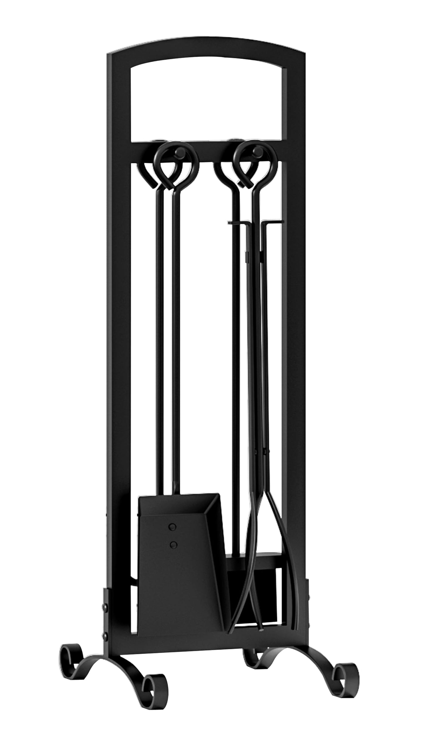 CALIDOLA 5 Pieces Fireplace Tool Set Stylish Simple Hearth Accessories with Poker, Tongs, Shovel, Brush,Black