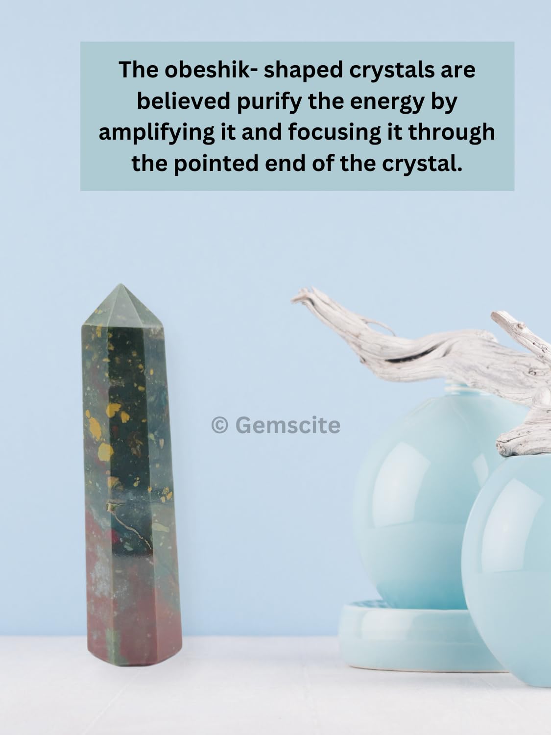 WholesaleGemShop 3 Inch (70 mm) Bloodstone Gemstones Obelisk Tower Jumbo Facet Aura Rock Crystal Natural Polished Earth Wand Spirit