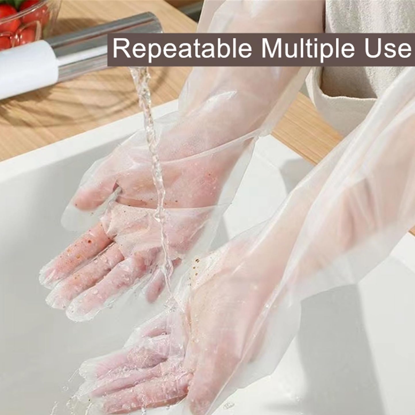Hipifans Long Sleeve Cleaning Gloves, 10Pcs/Set Reusable & Waterproof Protective Rubber Gloves for Household Duties, Kitchen, Dishwashing, Gardening - 23.6 Inch