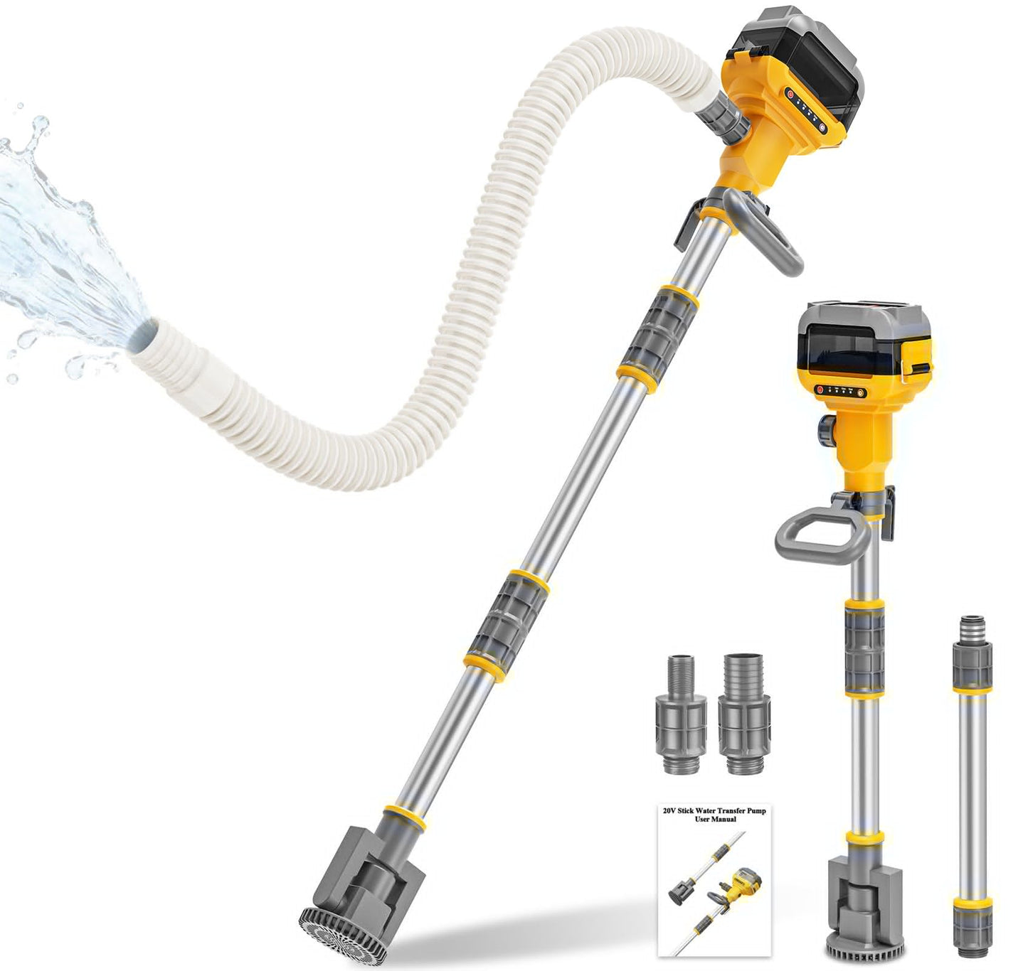 Stick Water Transfer Pump Compatible For Dewalt 20V Battery(NO Battery), Cordless 800GPH Stick Water Transfer Pump With 37-INCH Hose & Detachable Rod For Pool Pond Garden Fountain Boat Livestock Tanks