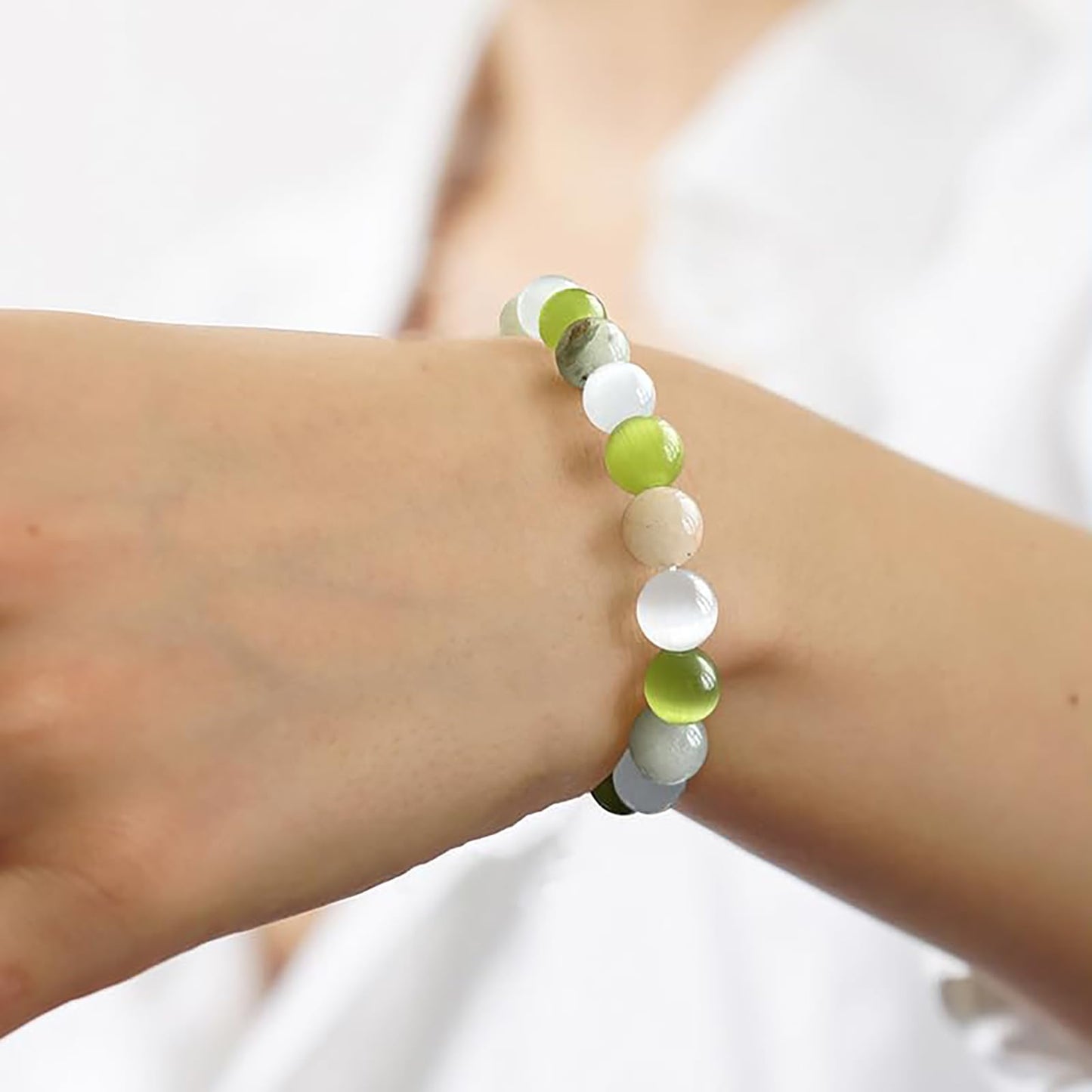 Crgwxzl Healing Crystal Bracelets for Women 8mm Natural Stone Beaded Stretch Bracelet Amazonite New Beginnings Spiritual Gemstone Lucky Jewelry Gifts
