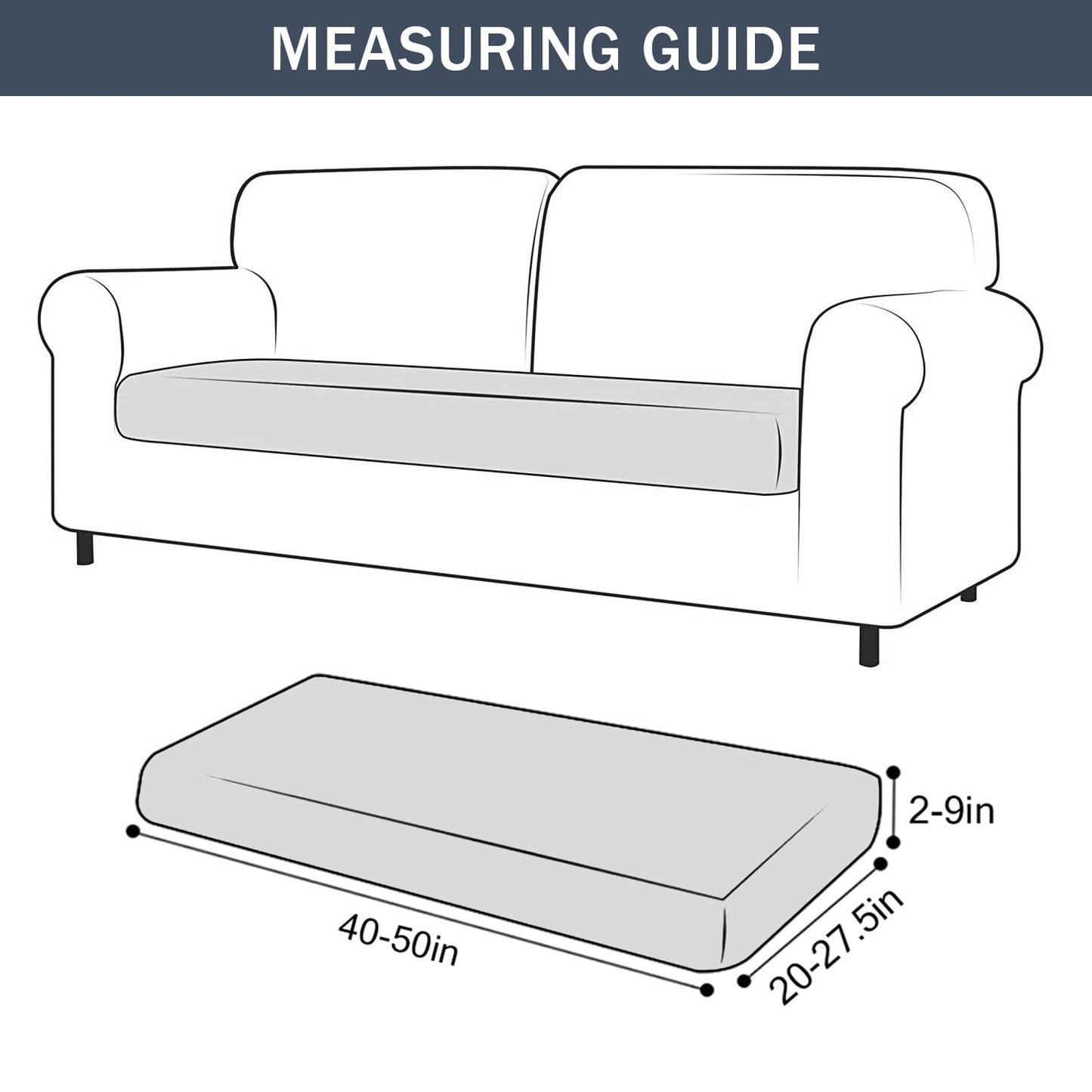 Stretch Cushion Cover, Soft Velvet Plush Cushion Slipcovers Loveseat Sofa Covers Couch Seat Covers Furniture Protector with Elastic Bottom (Medium, Blue)
