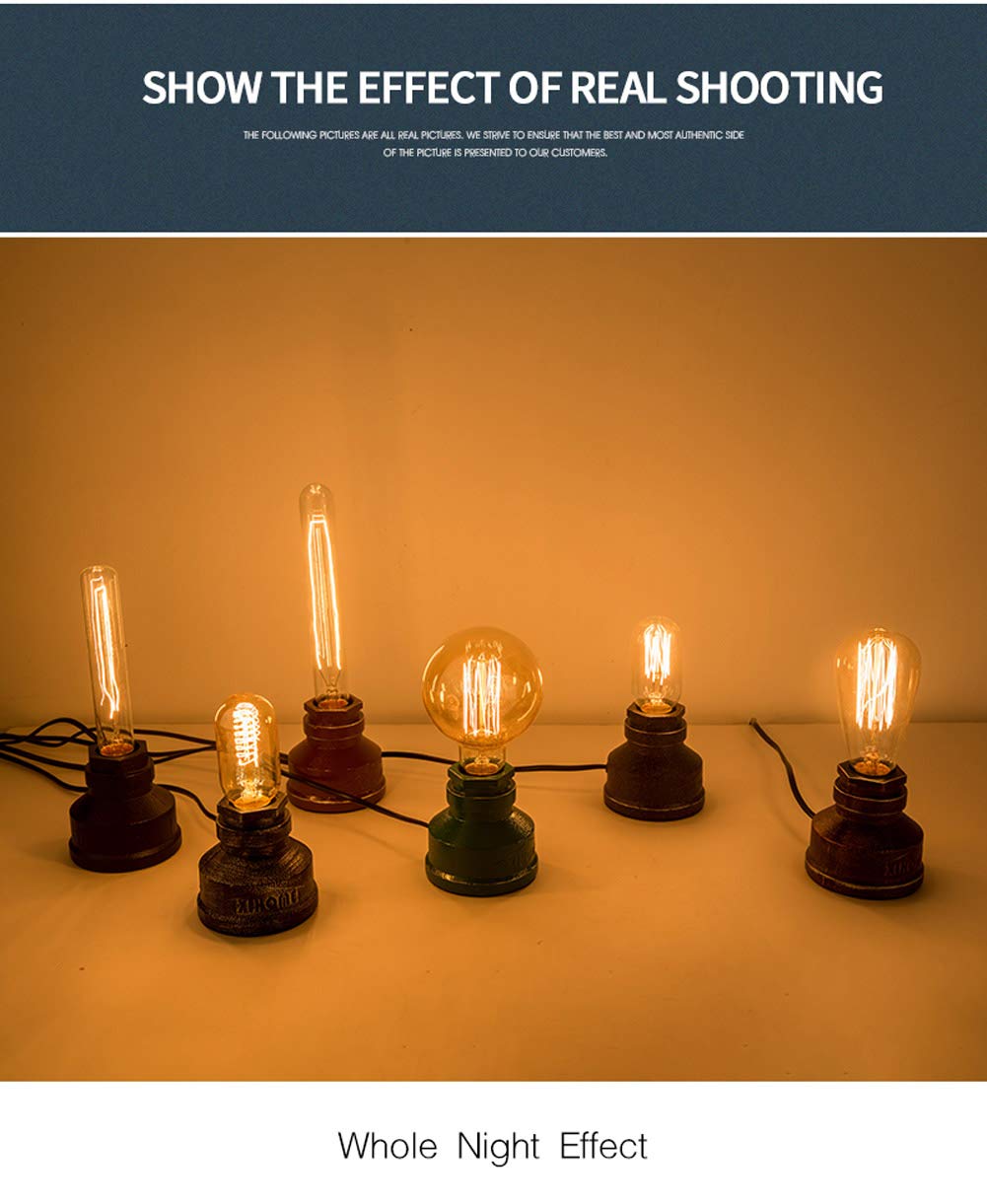 XIHOME Vintage American Village Style Desk Light Creative Table Lamp Iron Steel Water Pipe Table Night Lights,Rustic Loft Industrial Steampunk Retro Base E26 Holder Fitting Lighting Fixture LED Edison