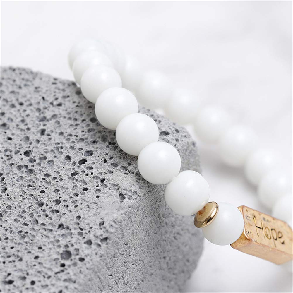 YINRIS 3 Pcs Natural Volcanic Stone Friendship Bracelets Handmade Beaded Stretch Bracelets (bra000001 (Hope)