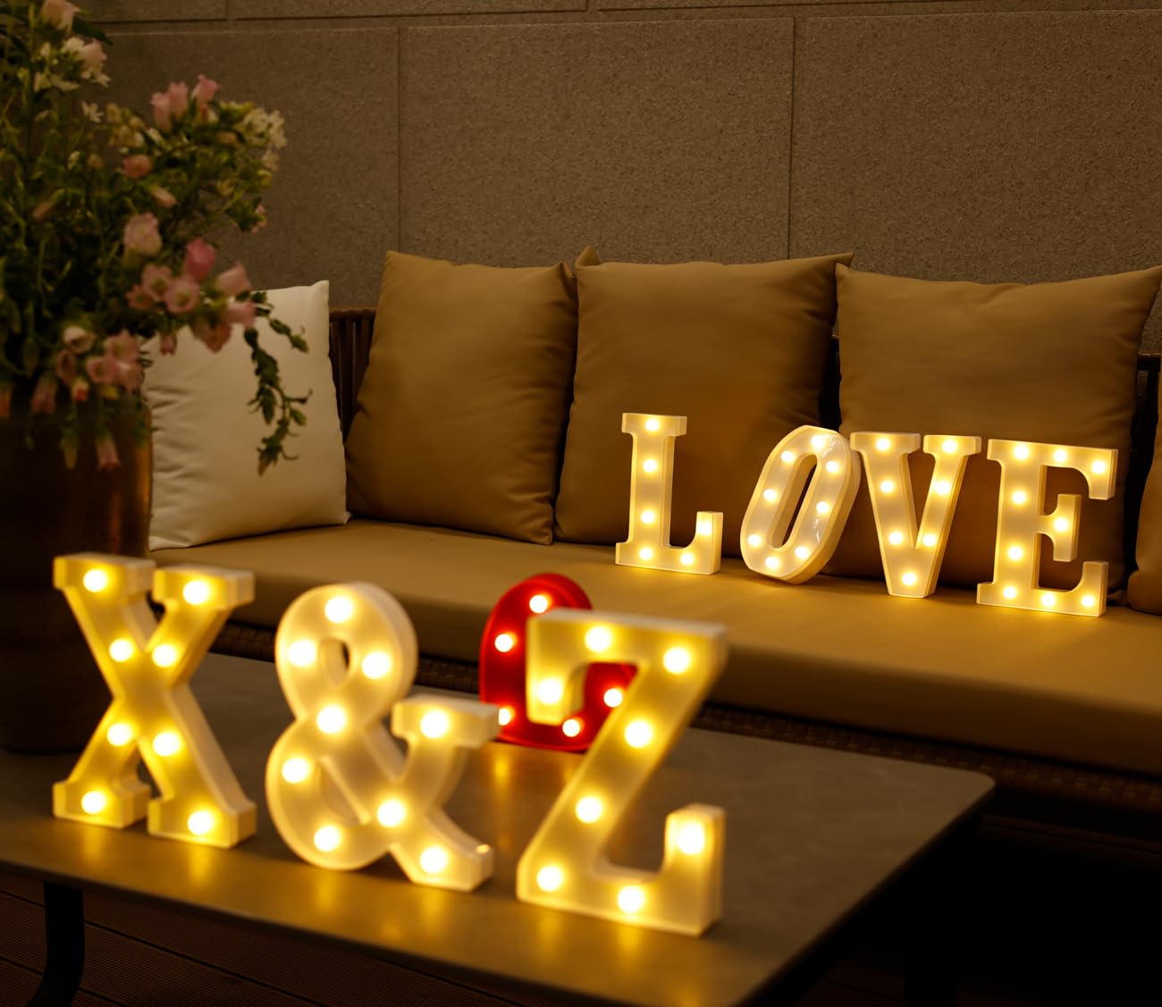 DyingSwan Small Led Marquee Letters, Light Up Letters, 8.58 Inch Led Letter Lights, Battery Powered Lighted Sign for Table, Party, Birthday, Christmas Decor (Letter &)