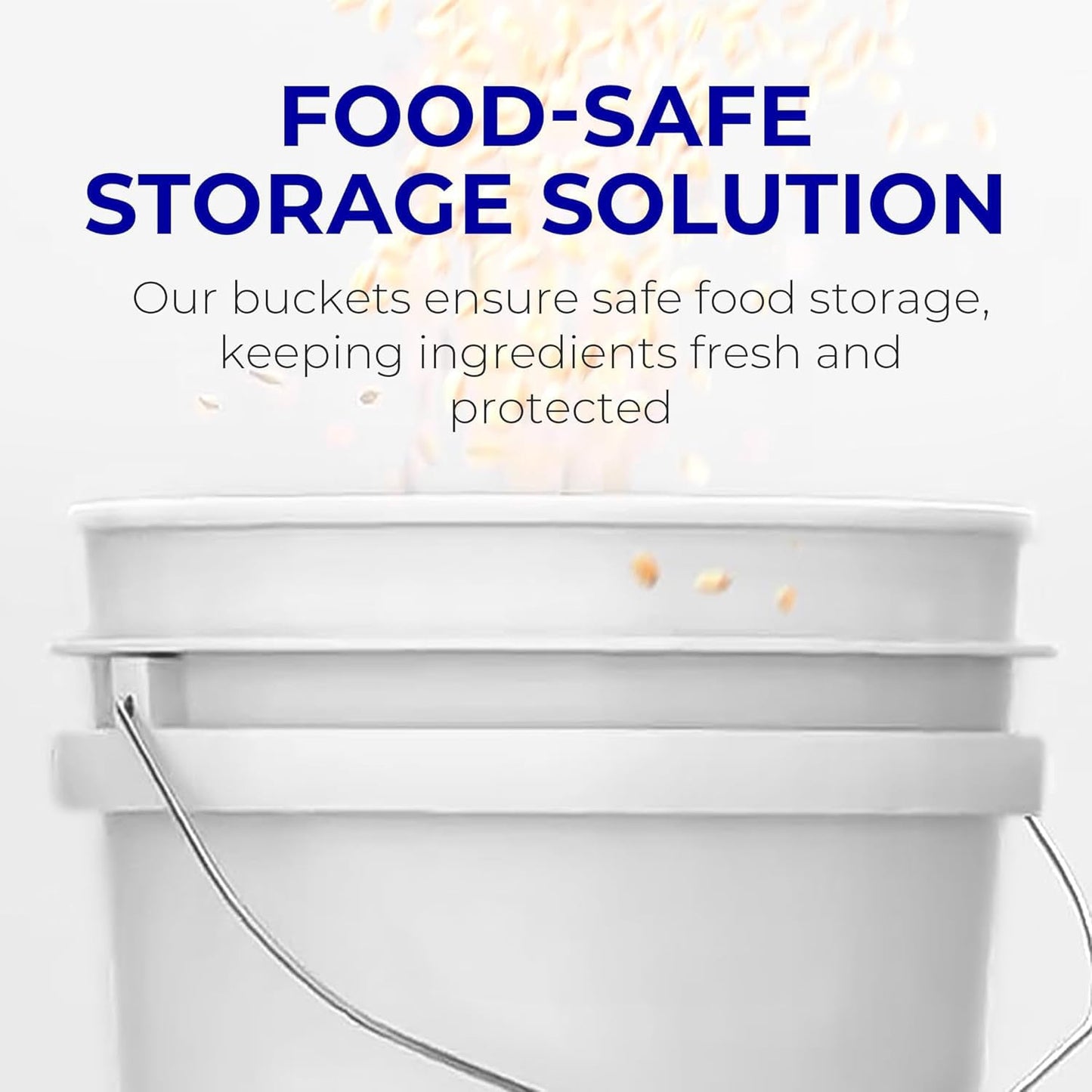 6.5-Gallon White Bucket Pail Container with Lid | Food Grade | Heavy-Duty 90MIL Extra Durable | Metal Handles with Plastic Grip for Easy Carrying | Multi-Use | Easy Stack and Store | BPA Free - 1 Pack