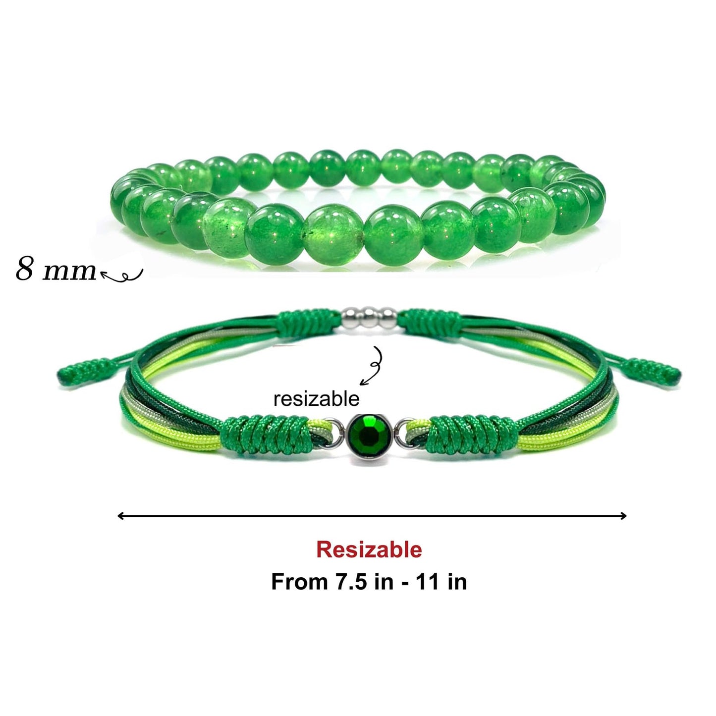 Crgwxzl May Birthstone Bracelets for Women Men,Healing Crystal Protection Stone Green Jade Beads Bracelet,String Wrap Zodiac Month Bracelets Birthday Jewelry Gifts