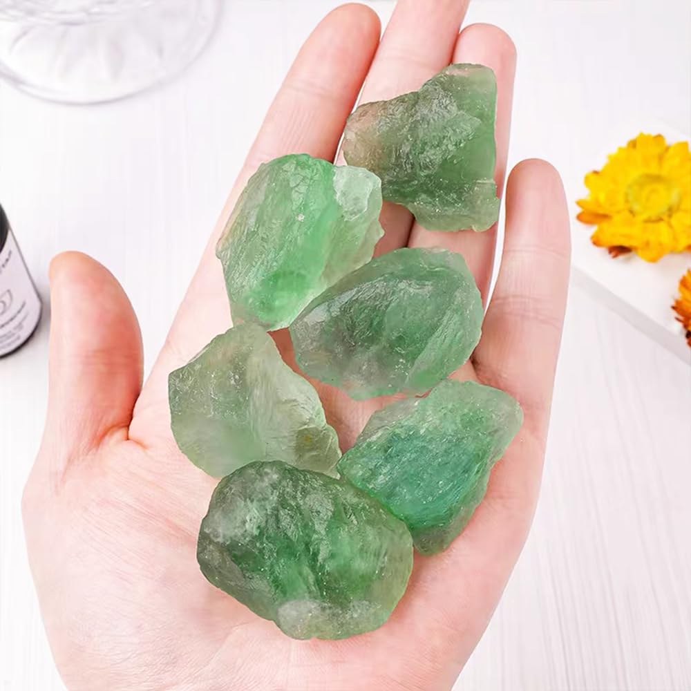 2PCS Natural Raw Stone Healing Crystals Bulk, Gemstones for Reiki, Meditation, Home Decor, Garden Fountain Rocks (Green Fluorite)