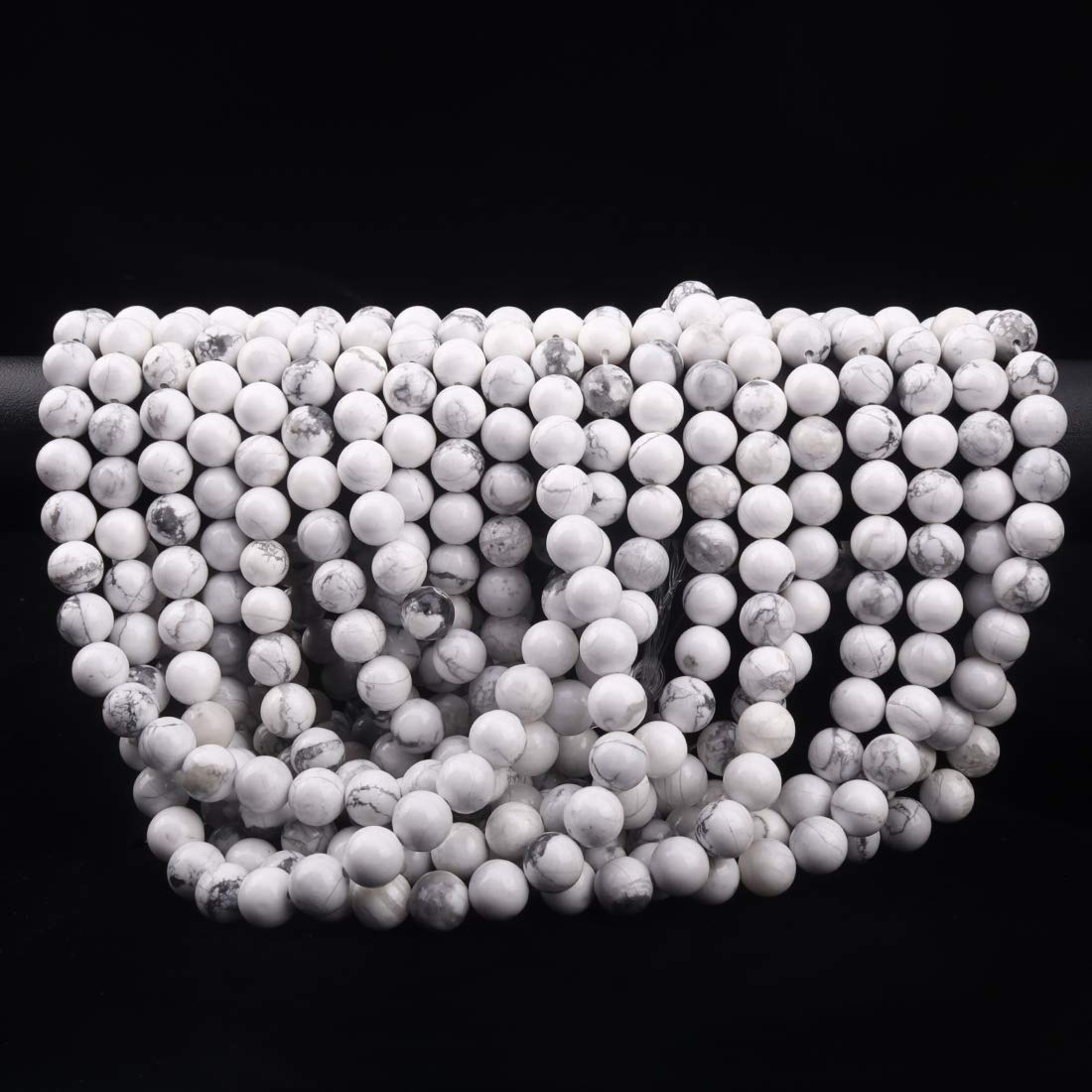 ICAI Beads 10mm Natural White Howlite Gemstone Round Loose Stone Beads for Jewelry Making DIY Crafts Design 1 Strand 15" APPR.34-36pcspcs