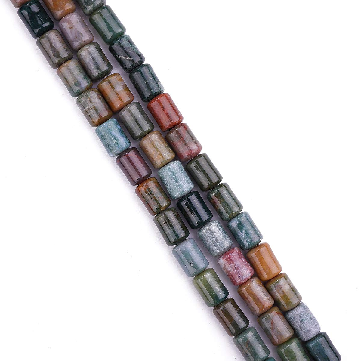 BEADIA Natural Indian Agate Cylinder Stone Loose Semi Gemstone Beads for Jewelry Making 10mmx14mm 38cm
