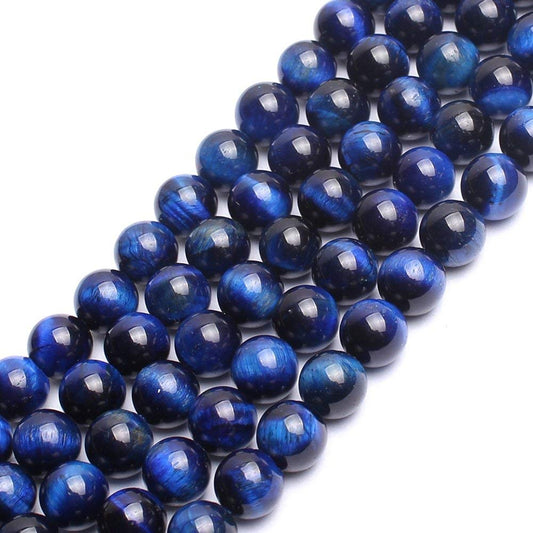 AAA Blue Tiger Eye Gemstone Round Loose Beads for Jewelry Making Findings Accessories 15 inches (6mm)