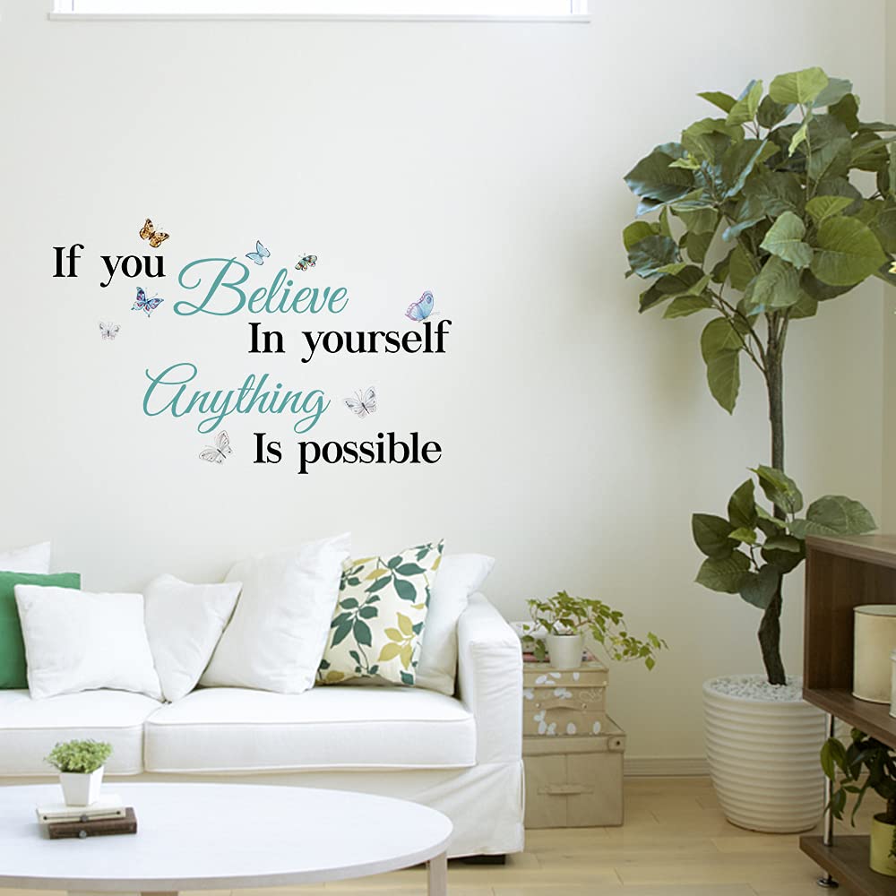 Inspirational Quotes If You Believe in Yourself Anything is Possible Wall Decal Vinyl Sticker for Living Room Bedroom Family Decor, Sweet Home Wall Art Stickers (28''×18.5'')