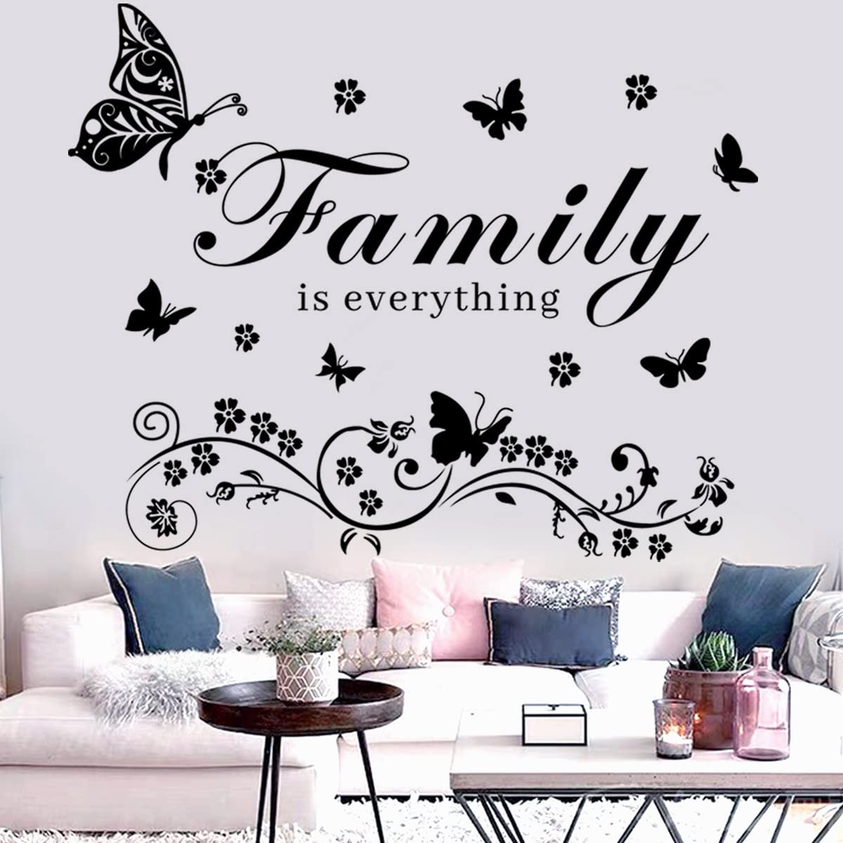 Family Wall Art Decal - Removable Wall Stickers Quotes 'Family is Everything' for Living Room, Bedroom, Dining Room, Kitchen