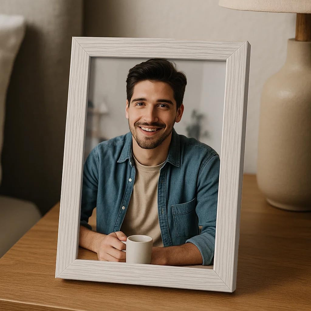 Display 5x7 Picture Frame Set of 2, 5 x 7 Photo Frames with High Definition Real Glass, Horizontal/Vertical Tabletop Display, White 2 Pack