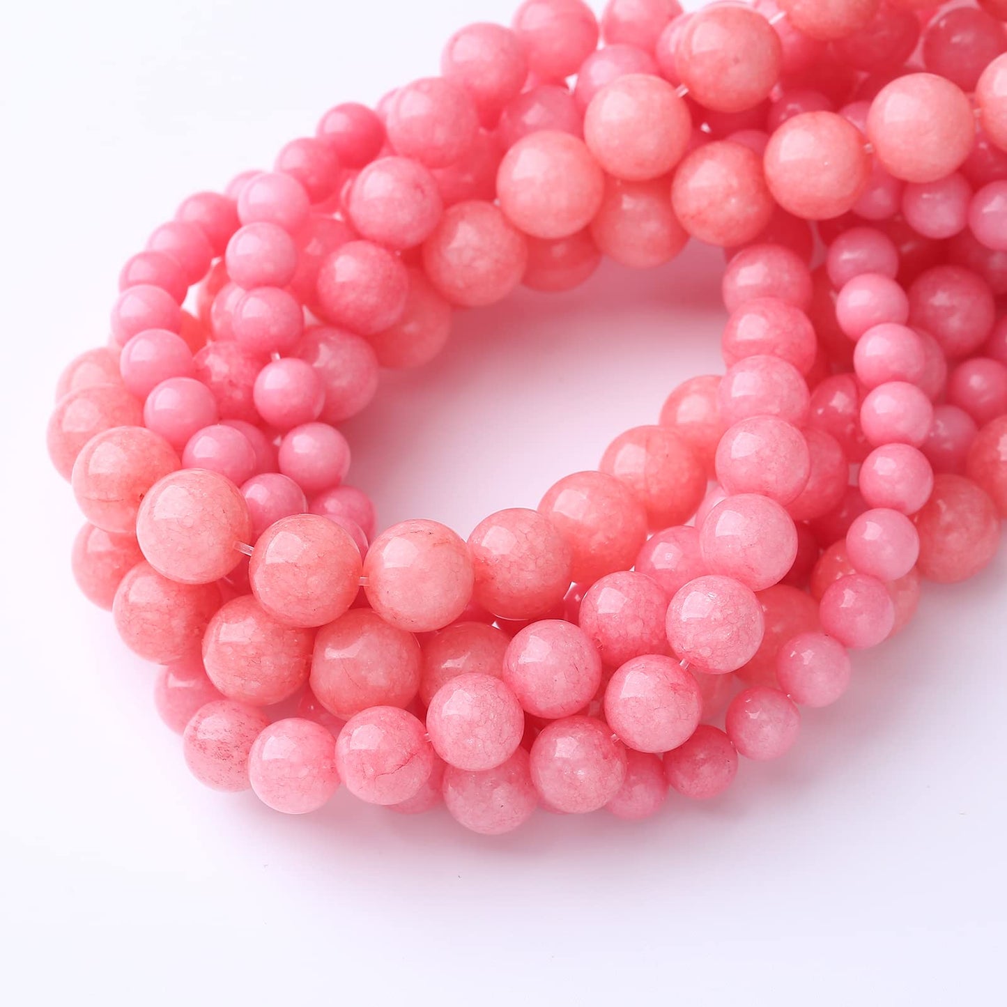 45PCS 8MM Natural Pink Jade Stone Beads Energy Healing Beads for DIY Jewelry Bracelet Necklace Making for Jewelry Making15Inch