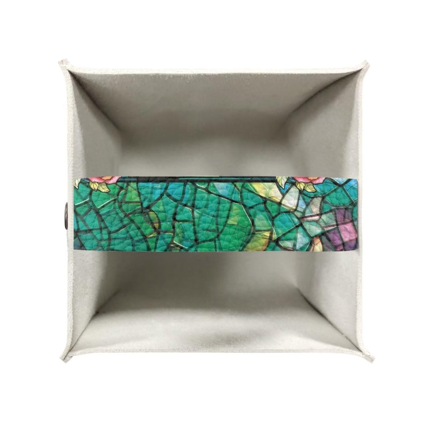 Lotusorchid Butterfly Rose Print Tissue Case Cover Square, Waterproof Tissue Box Cover for Home Office, Foldable Kleenex Tissues Cube Boxes with Bottom Belt, Decorative Facial Tissue Cover, Green