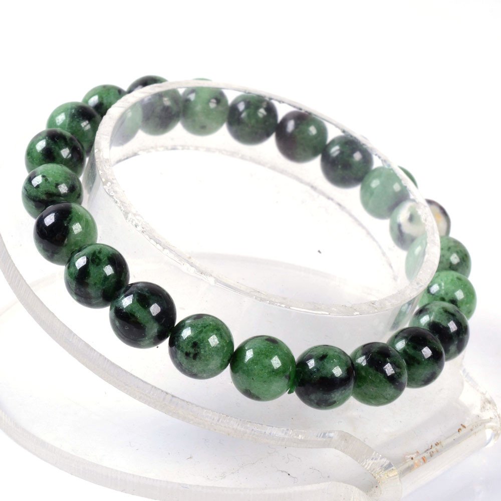 Justinstones Natural Ruby in Zoisite Gemstone 8mm Round Beads Stretch Bracelet 7 Inch Unisex
