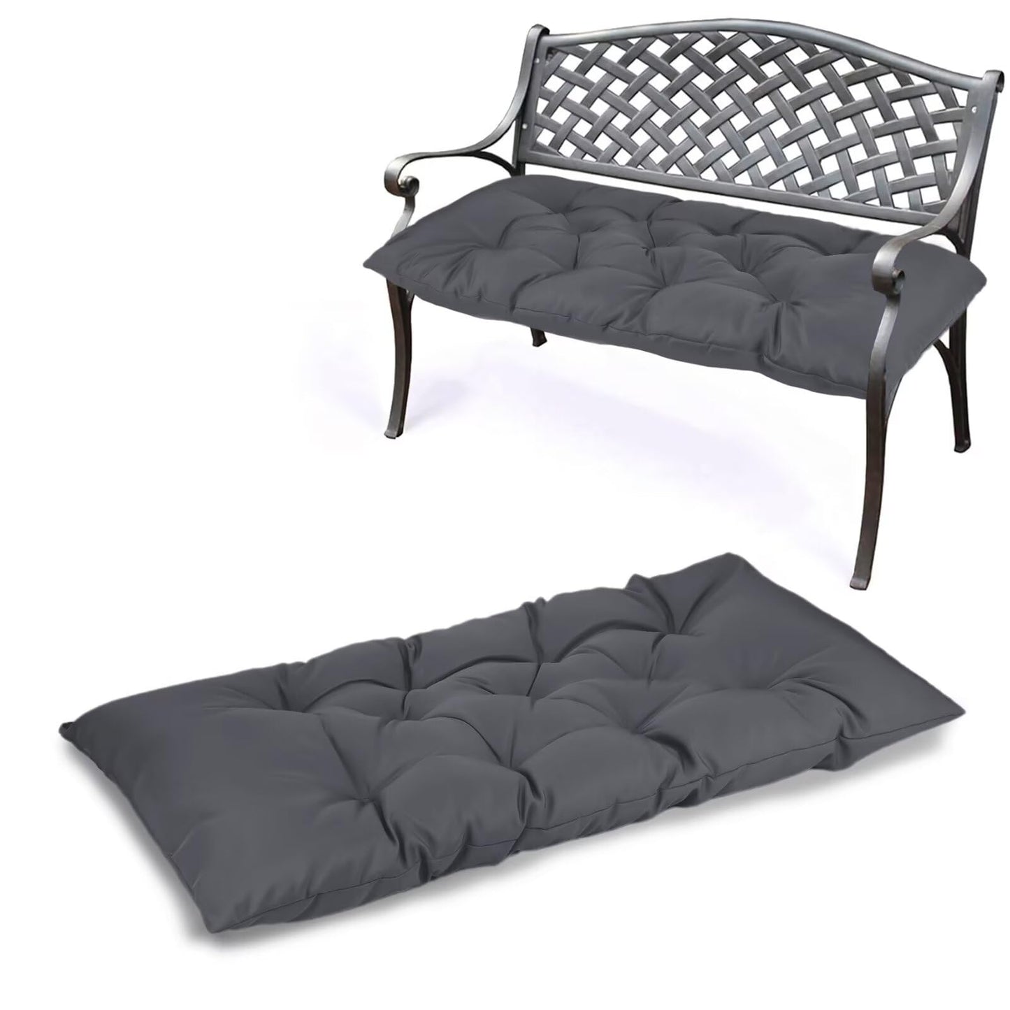 Yddsky Waterproof Indoor/Outdoor Garden Bench Seat Cushions，Thicken Patio Bench Soft Rocking Chairs Pad Lounger Seat for Wicker Loveseat Settee（59 X 19.6 in，Dark Gray）