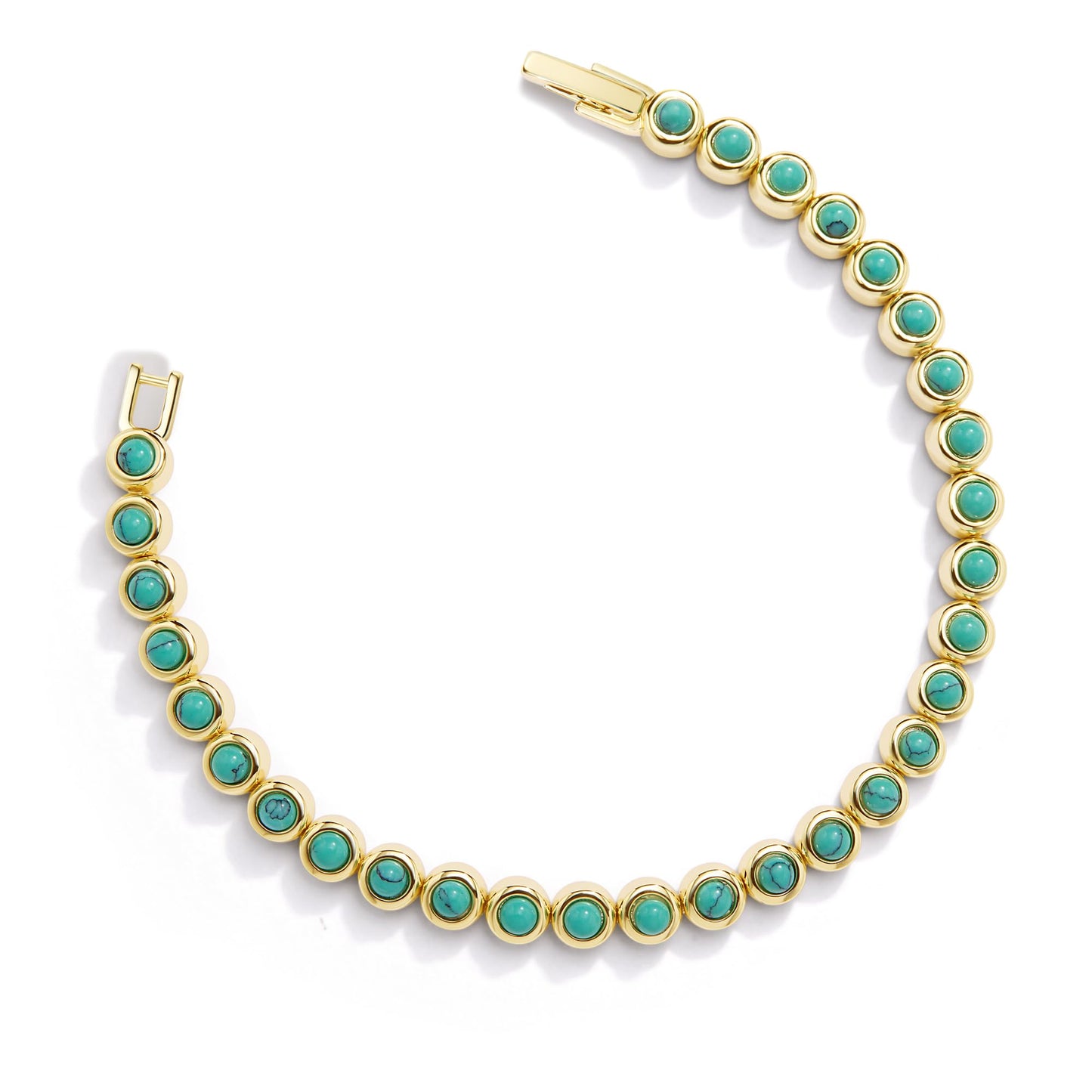 Pearich 14K Gold Filled Turquoise Tennis Bracelets For Women, Turquoise Gemstone Tennis Bracelet, 3mm Classic Bezel Bracelets for Women,Jewelry for Women Christmas Valentines,Mothers Day 6 Inch