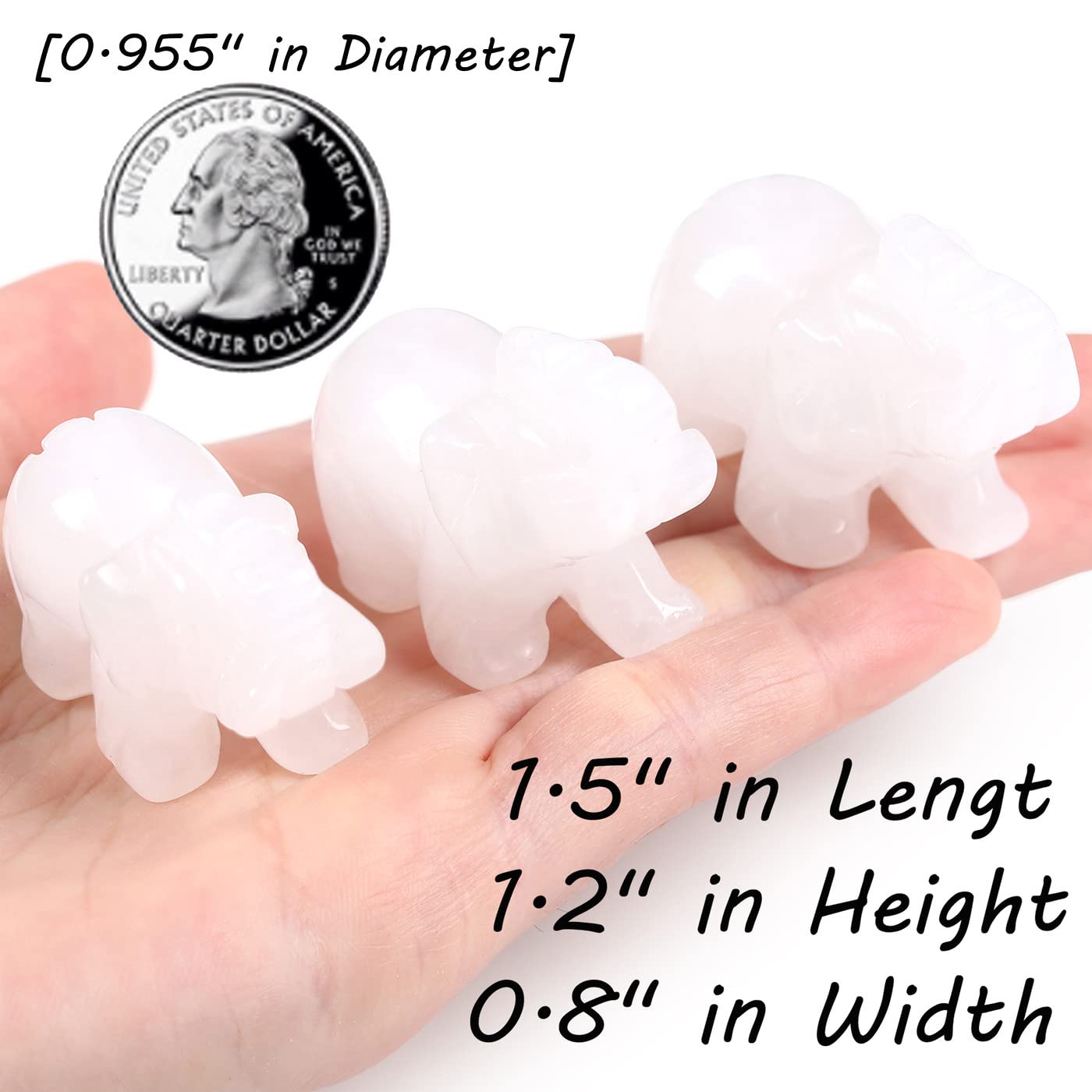 QINJIEJIE Clear Crystal Elephant Crystals Luck Elephant Decor Pocket Polished Statue GuardianStones Figurine Car Office Room Cute Desk Decor Spiritual Christmas Stocking Stuffers Gift Meditation