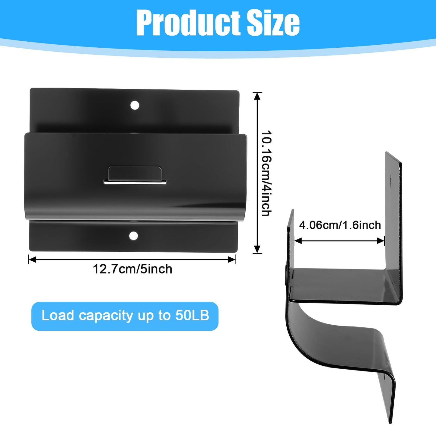 Nodaaiie Heavy Duty Ladder Hooks for Garage Wall 4 Pack Black Ladder Hanger Garage Wall Hooks for Ladder, Wheelbarrow, and Tools