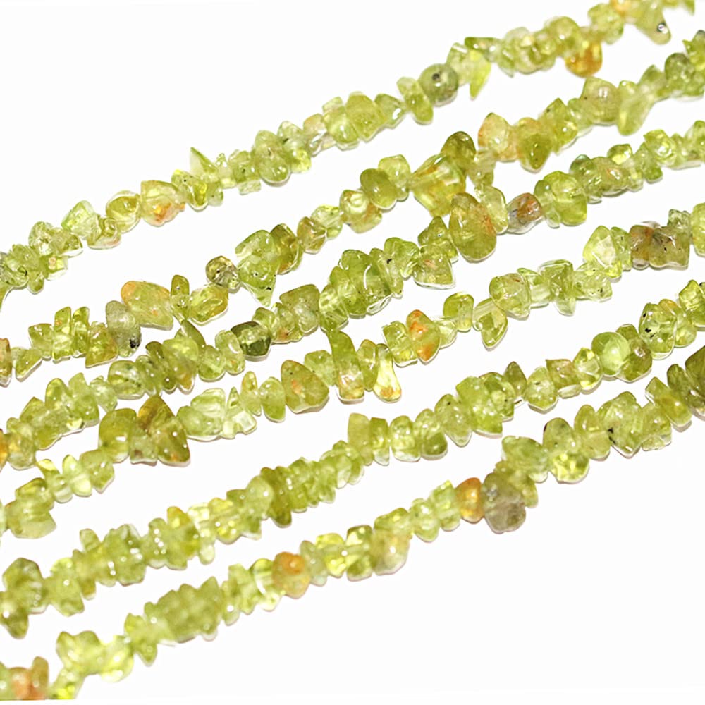 PLTbeads Gemstone Chips Natural Green Peridot Lazuli 3-5mm Healing Crystals Waist Bracelets Necklace Kit Irregular Stone DIY Crafts Design Jewelry Making Approxi 32 inch