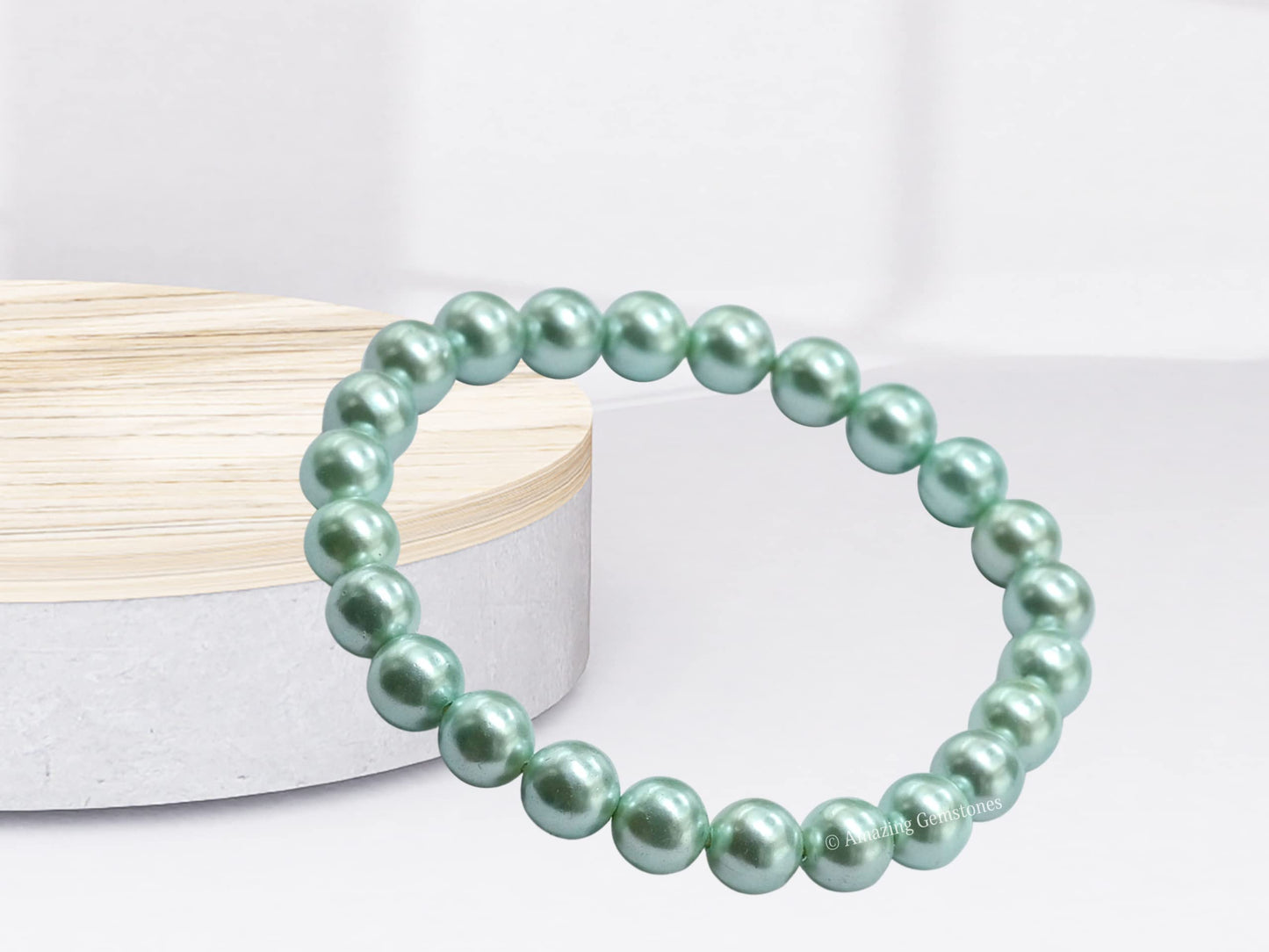 Amazing Gemstone Crystal Bracelet for Women Men's Gifts - Protection Healing Crystal Bracelet - 8mm Gemstone Beaded Stretchable Bracelet Pulseras Para Hombres Mujer Stocking Stuffers Mothers Day Gift (Pistachio Pearl)