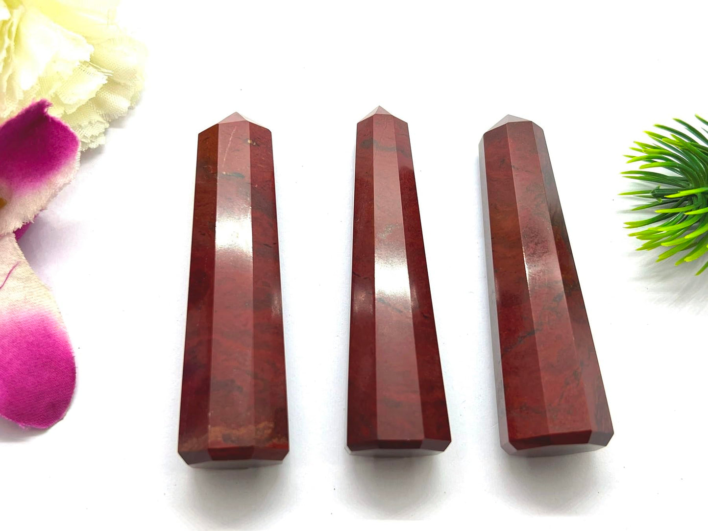 WholesaleGemShop 3 Inch (70 mm) Gemstones Red Jasper Obelisk Tower Jumbo Facet Aura Rock Crystal Natural Polished Earth Wand Spirit