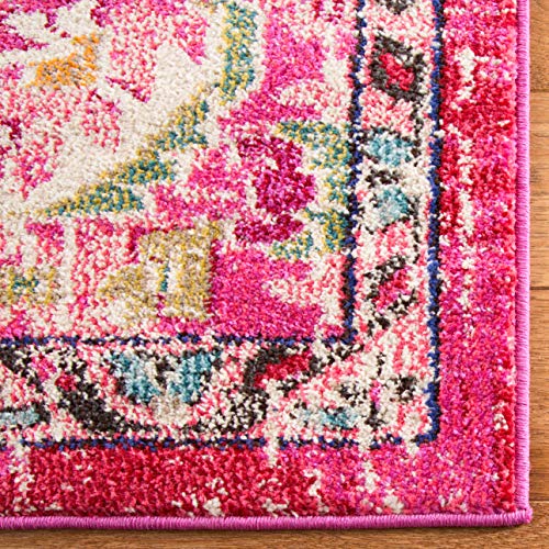 SAFAVIEH Monaco Collection Area Rug - 3' x 5', Pink & Multi, Non-Shedding & Easy to Clean, Distressed Medallion Design, Ideal for Living Room, Bedroom, Dining Space (MNC243D)
