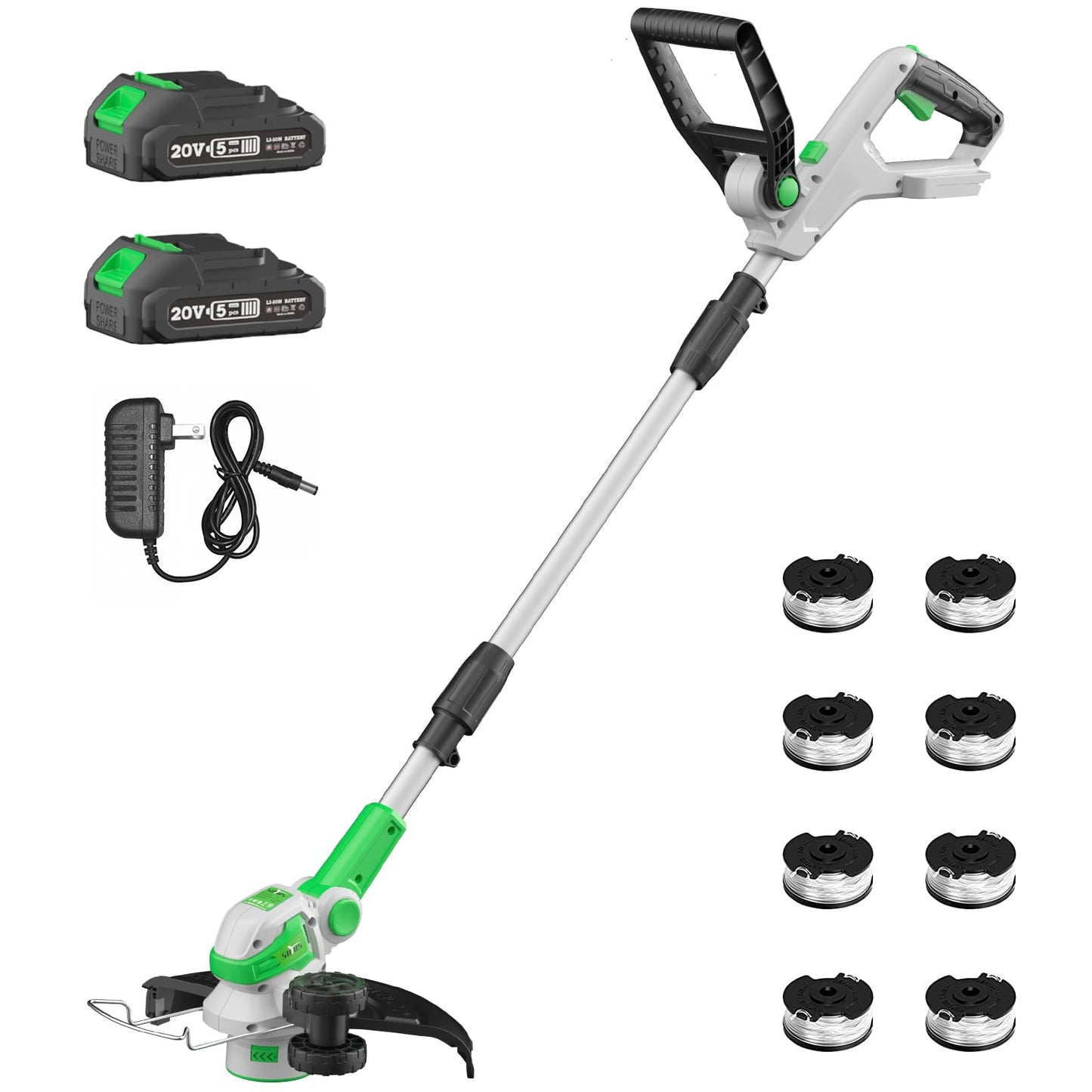 SOYUS 20V Cordless Electric Weed Wacker, 12 Inch String Trimmer Battery Powered with Auto Line Feed, Lightweight Grass Trimmer for Lawn Trimming/Edging with 2X 2.0 Ah Battery and Charger