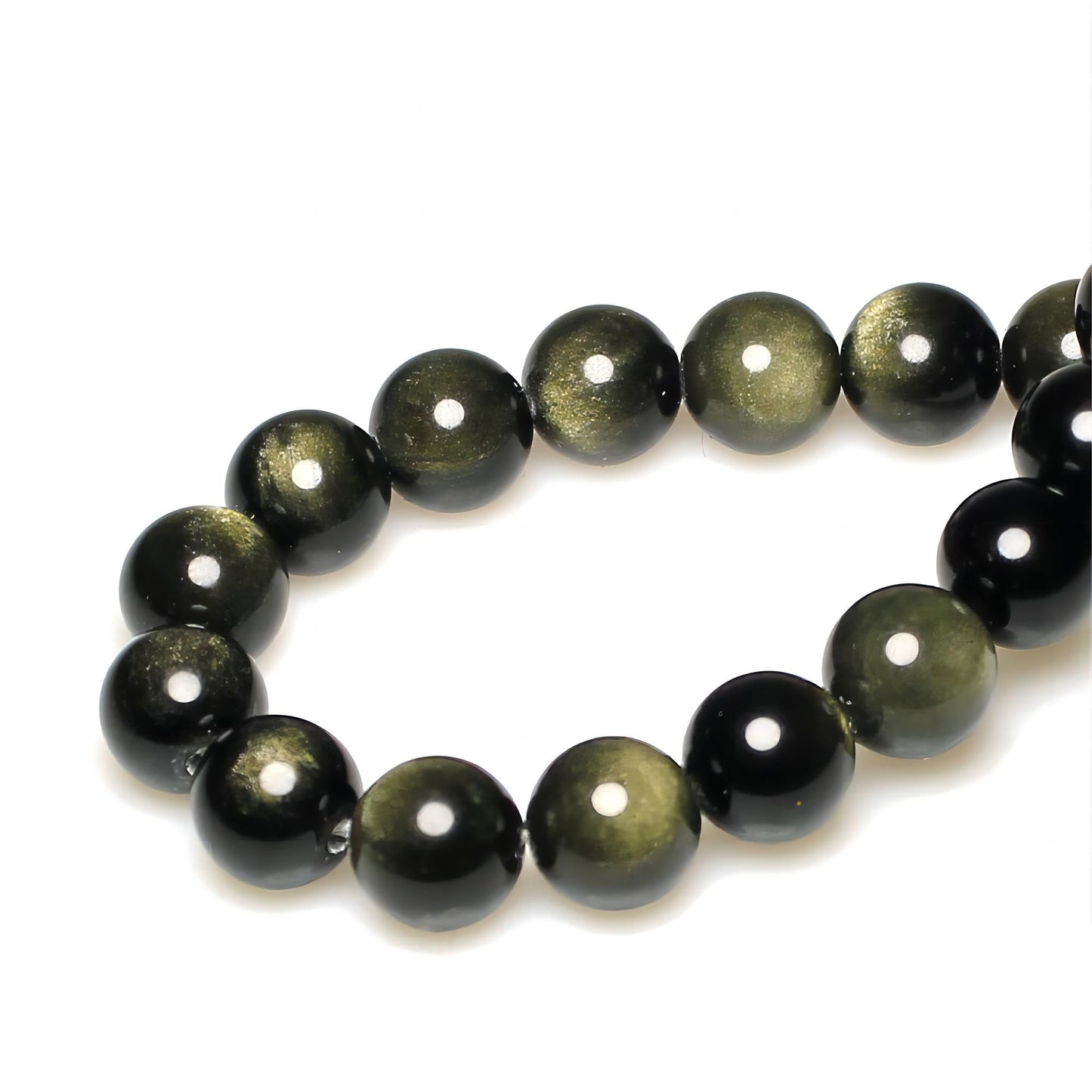 MJDCB 5A Natural Stone Beads Gold Obsidian Round Loose Beads for Jewelry Making DIY Bracelet Necklace (10mm).