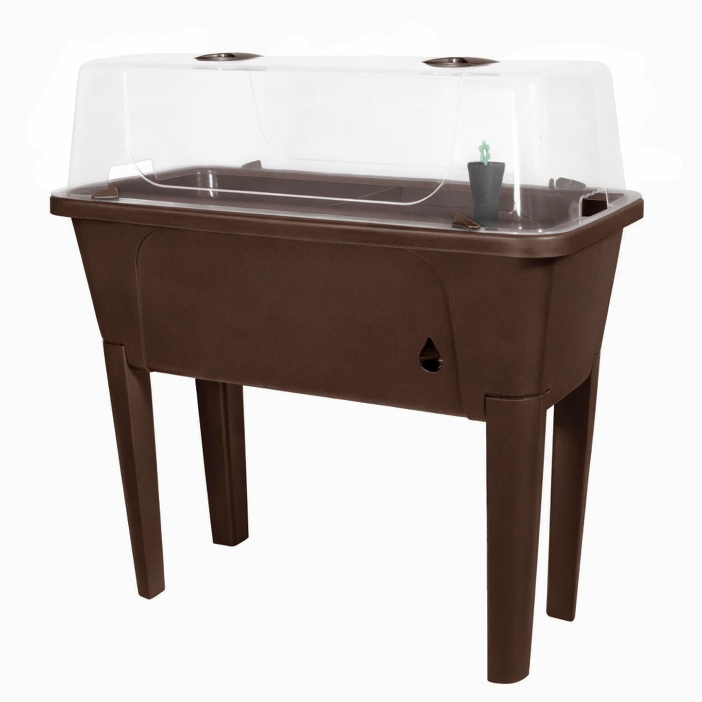 Garden Elements Brown Elevated Raised Garden Bed, 29.5" x 15" - Self-Watering Planter Box with Ventilated Grow Dome for Indoor/Outdoor Vegetables, Herbs & Seed Starting