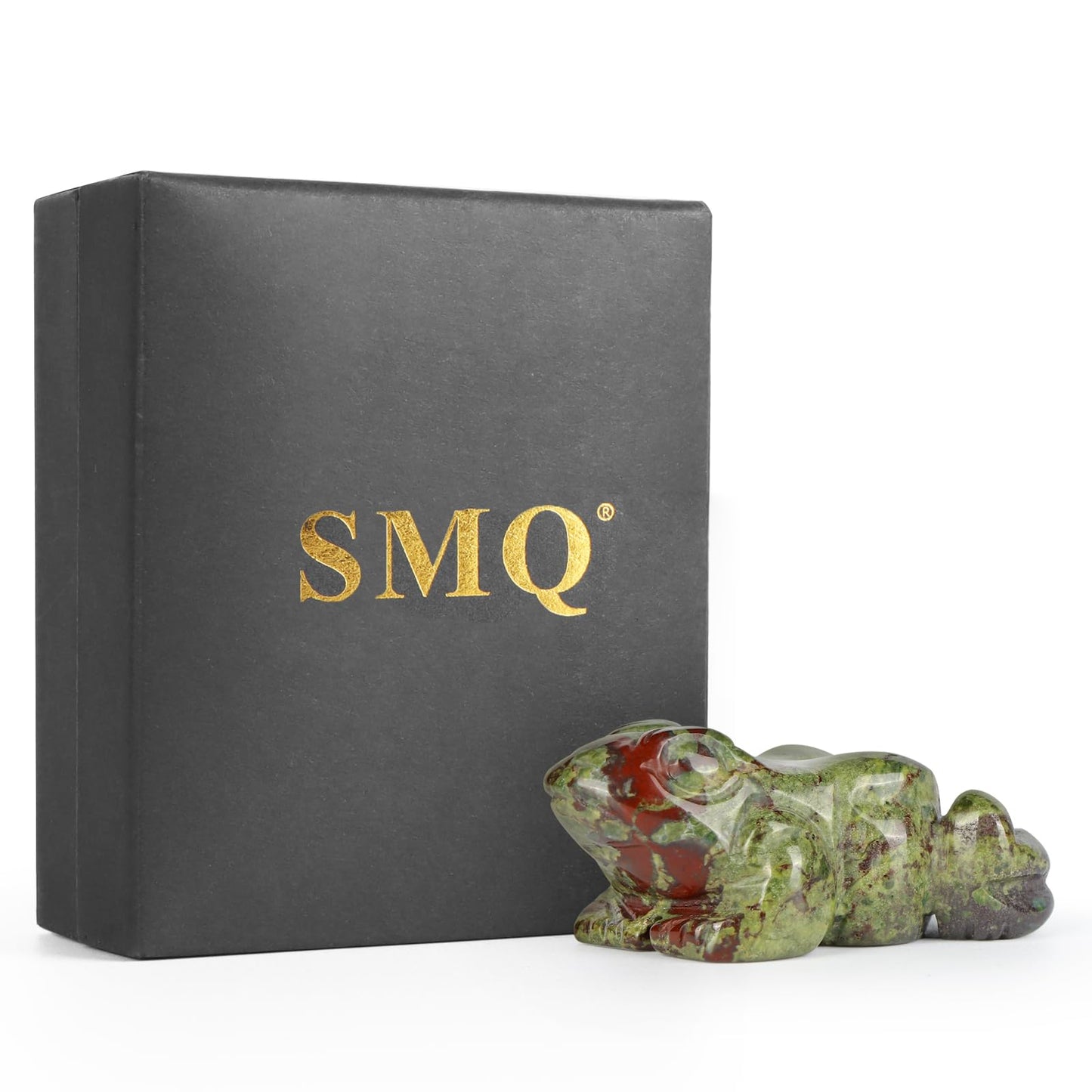 SMQ 2 Inch Crystal Frog, Natural Dragonblood Figurine, Hand Carved Statue Decor, Healing Stone Crystal Animal With Gift Box