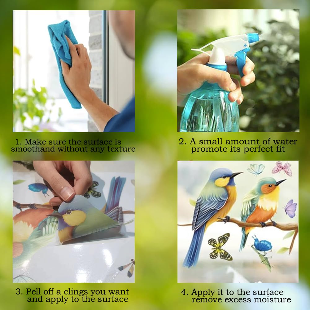 Vibrant Spring & Summer Window Clings - 78 PCS of Butterfly, Tree Branch Hummingbird, and Tulip Anti-Collision Window Stickers for Seasonal and Home Decor Delight