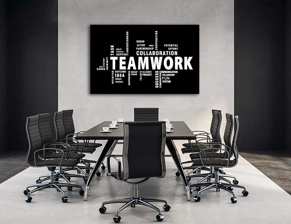 Teamwork Canvas Wall Art - Large Framed Motivational Quotes Artwork Modern Home Decor - Inspirational Posters Decor For Office Framed Ready to Hang