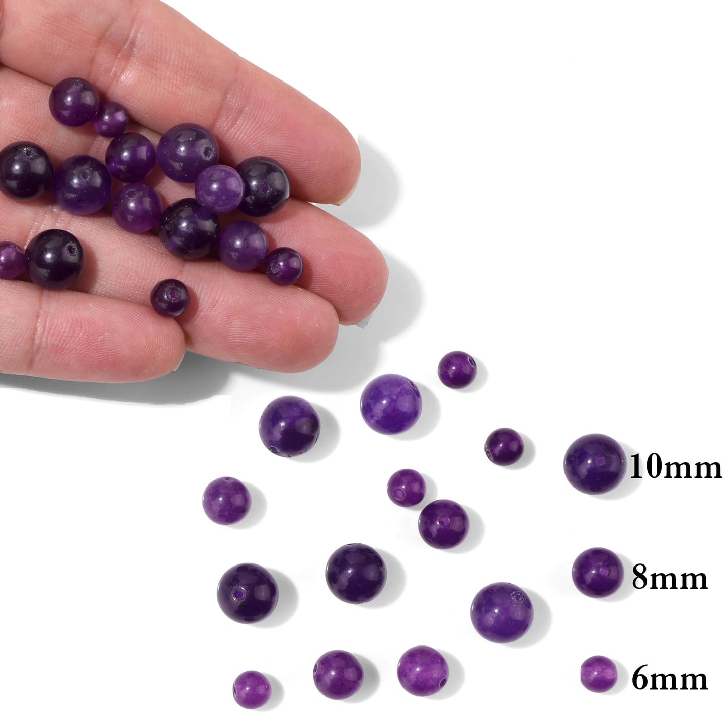 40pcs 10mm Natural Amethyst Gemstone Beads Healing Crystal Round Loose Stone Beads for Jewelry Making, Crystal Stone Beads for Bracelets Necklace Earrings Making