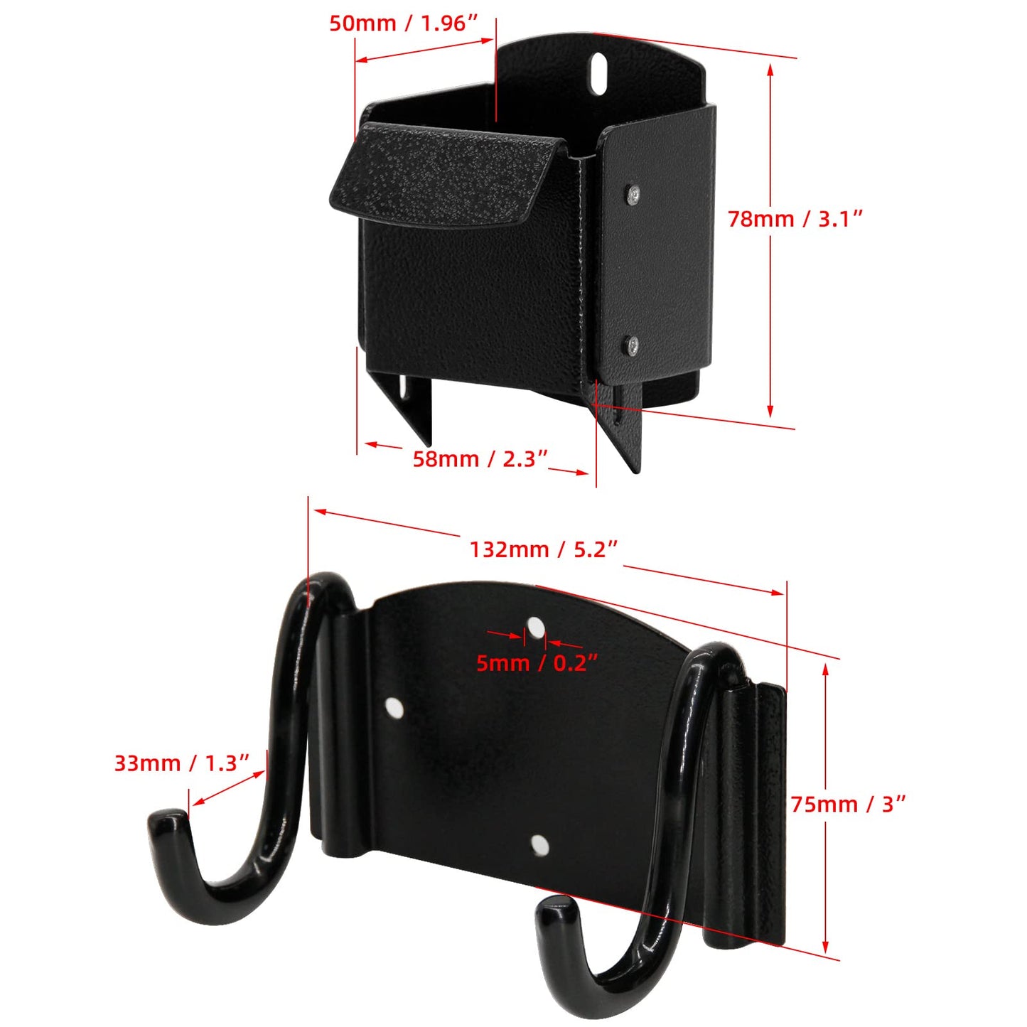 IronDIY Heavy-Duty Wheelbarrow Storage Bracket, Black, Sturdy, 80 lbs Capacity, for Outdoor Use