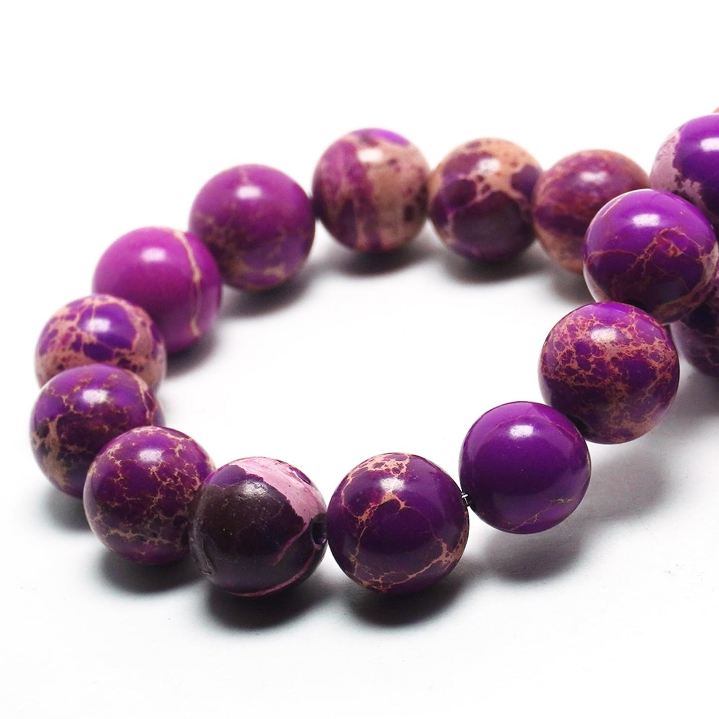 DIQIO Imperial Sea Sediment Beads for Jewelry Making - 6mm Stone Round Gemstone Beads for Bracelets(58-60pcs, Purple Imperial Sea Sediment)