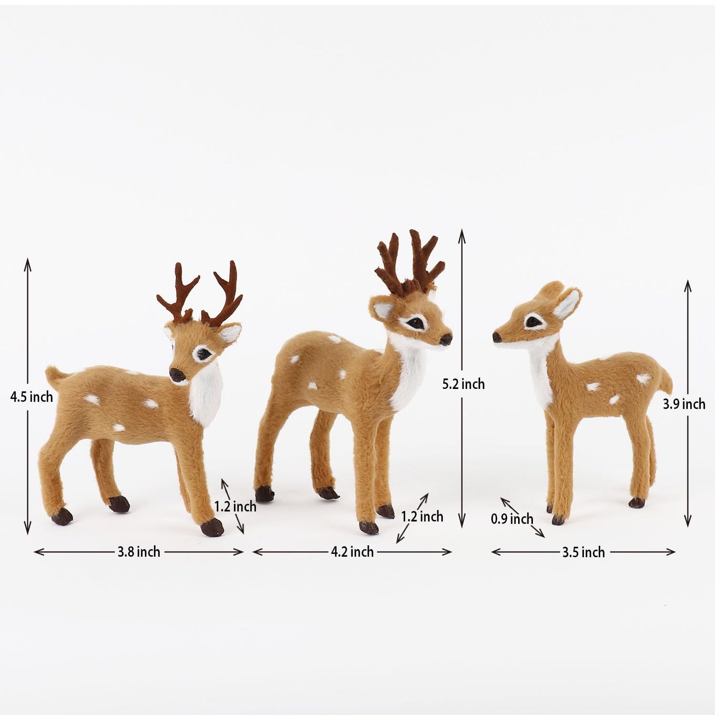 3 Pack Christmas Reindeer Figurines, Festive Holiday Decorations, Rustic Elk Ornaments, Handcrafted Tabletop Decor for Home, Office, Fireplace, Mantle