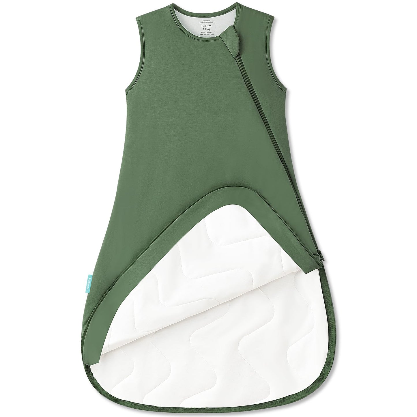PurComfy Supersoft Sleep Sack 1.0 TOG, Premium Bamboo Viscose Baby Sleeping Bag, 2-Way Safe Zipper Sleep Sacks 6-15 Months (Forest)