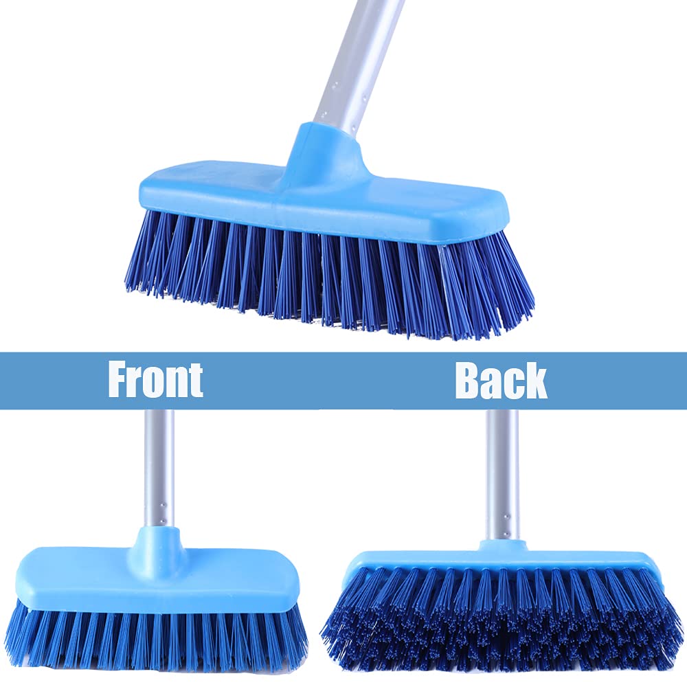 YONILL Deck Brush with Long Handle - Floor Scrub Brushes for Cleaning Shower, Stiff Bristle Scrubbing Brush, 50" Floor Scrubber Brush for Bathroom, Bathtub, Tub, Tile Floors, Garage and Patio