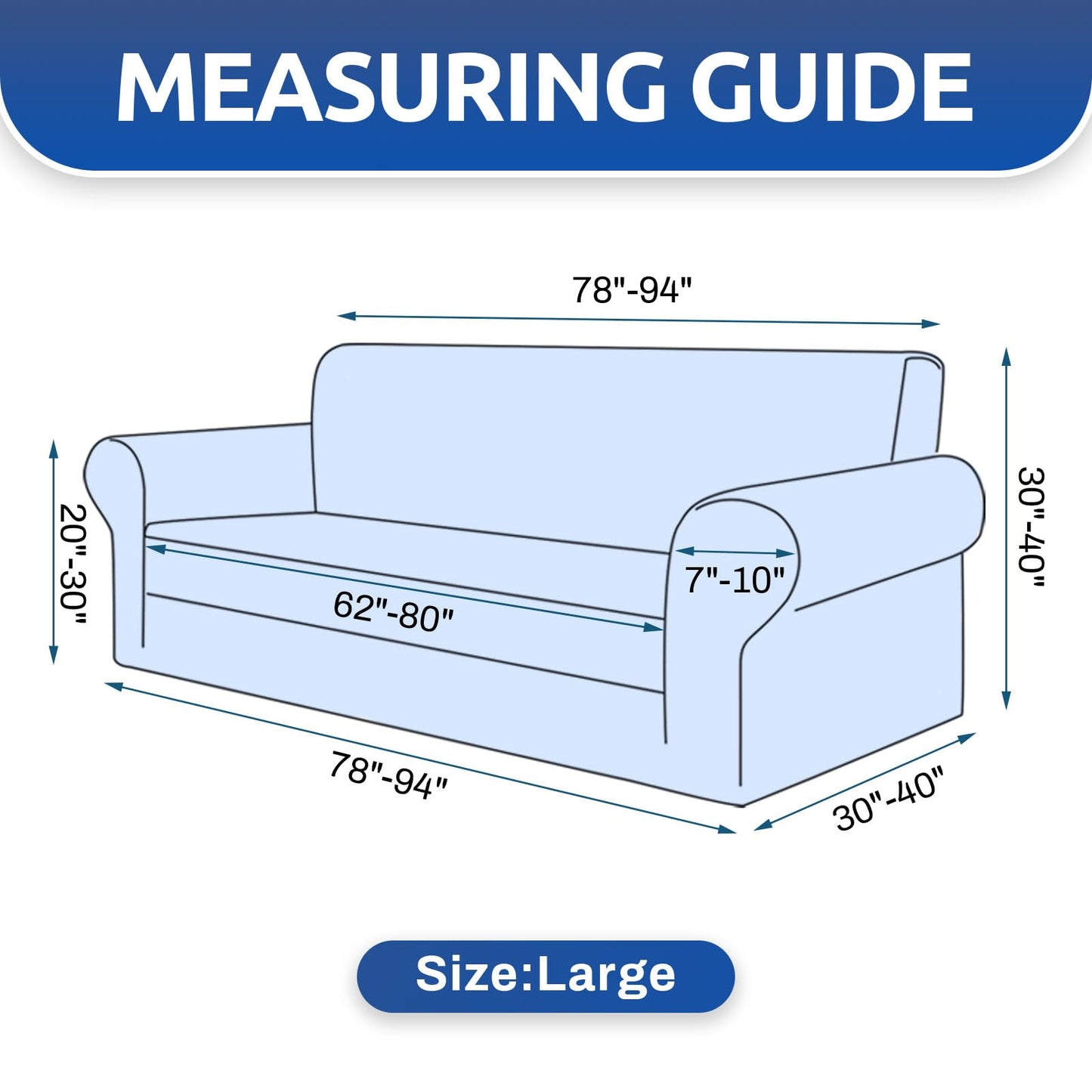 KEKUOU Stretch Sofa Cover Slipcover ，Couch Covers for 3 Cushion Couch Sofa pet Friendly (78"-94") Furniture Protector Sofa with Elastic Bottom for Kids,Dog, Jacquard Small Checked(Large,Black)