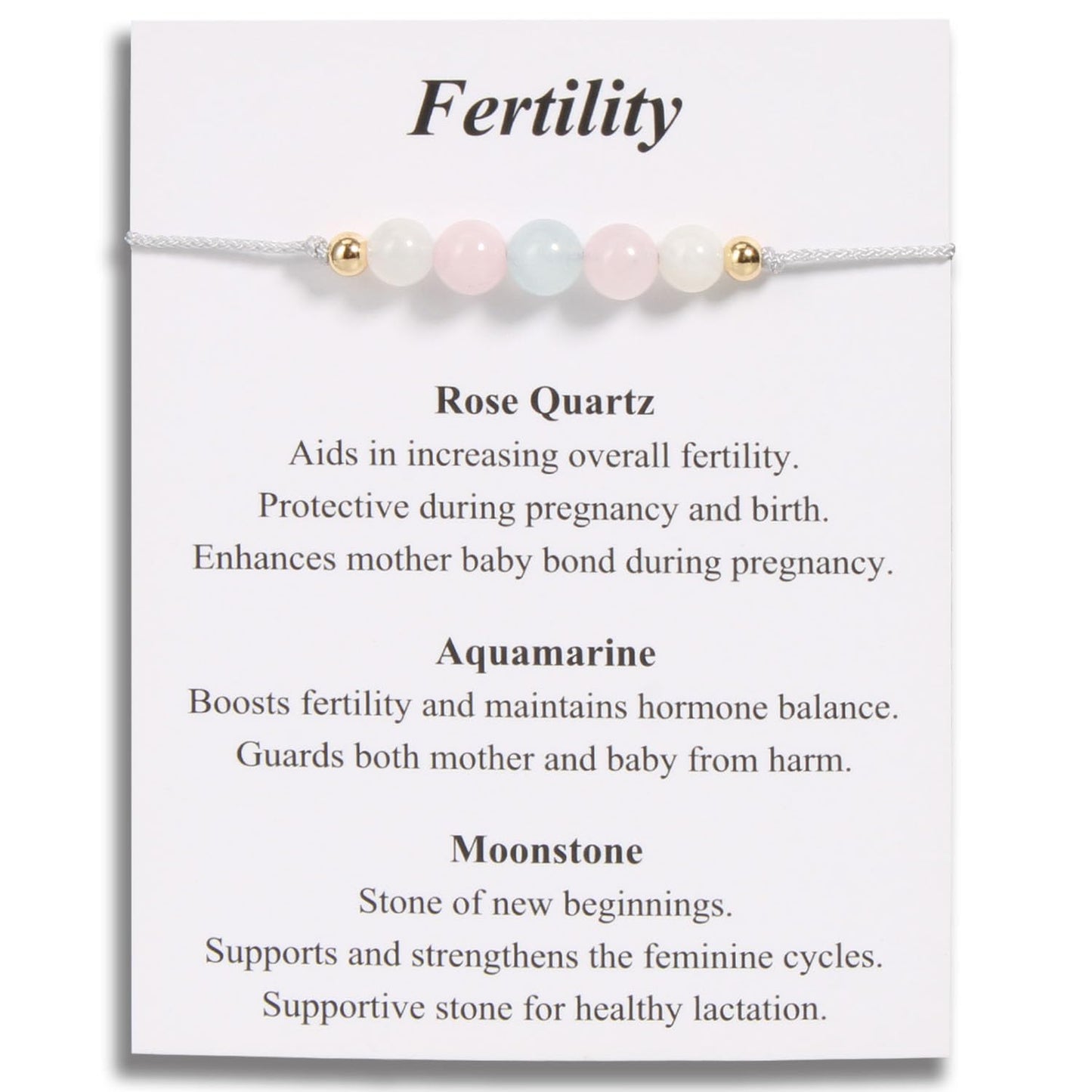 YesOKJewels Fertility Support Beaded Bracelets for Women, New Mom to Be Gifts, Mama Pregnancy IVF Protection Gifts, Healing Moonstone Rose Quartz Beads Bracelets for Mothers Day Christmas